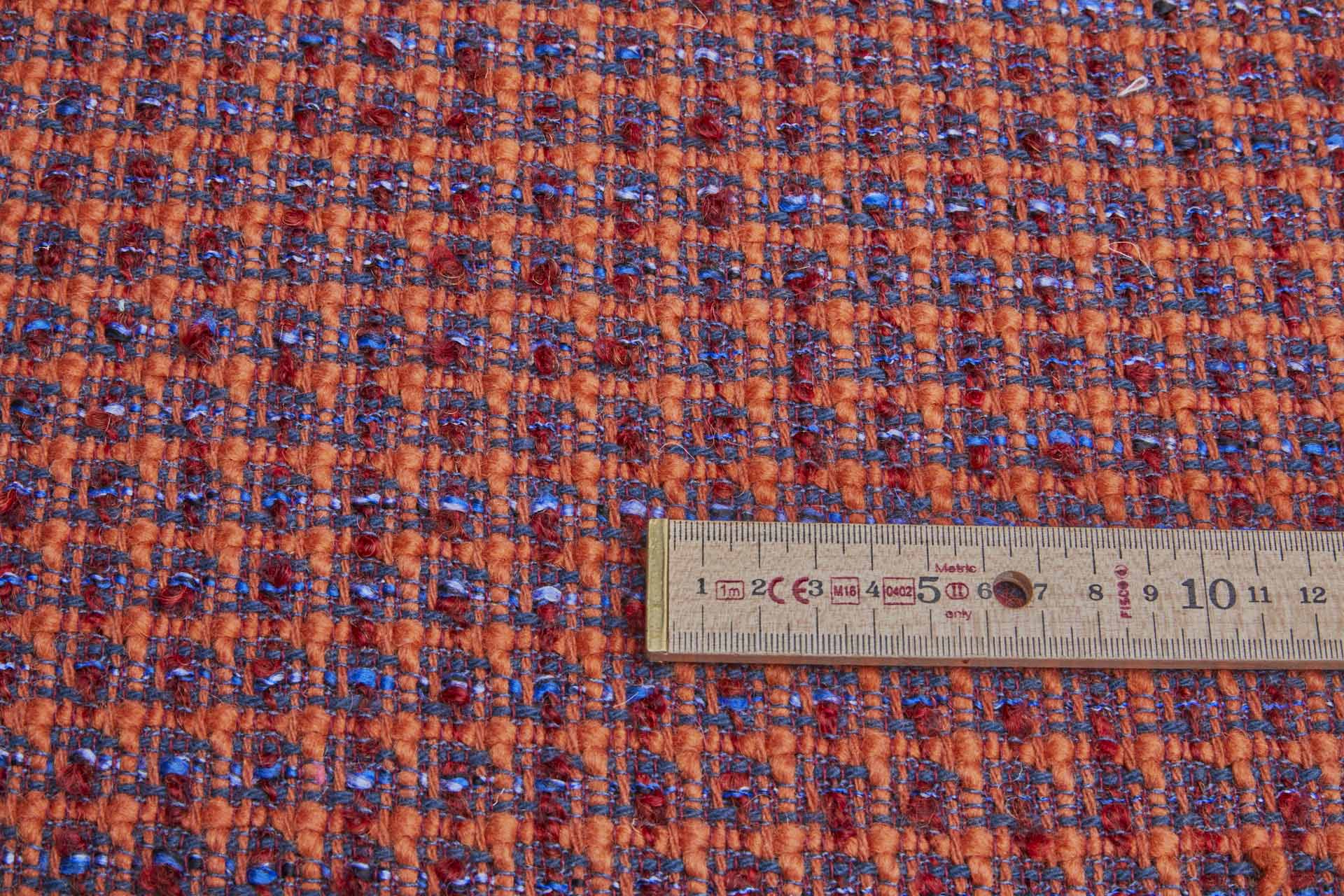 Chunky Textured Check Coating - Orange & Blue fabric, image 6 of 10
