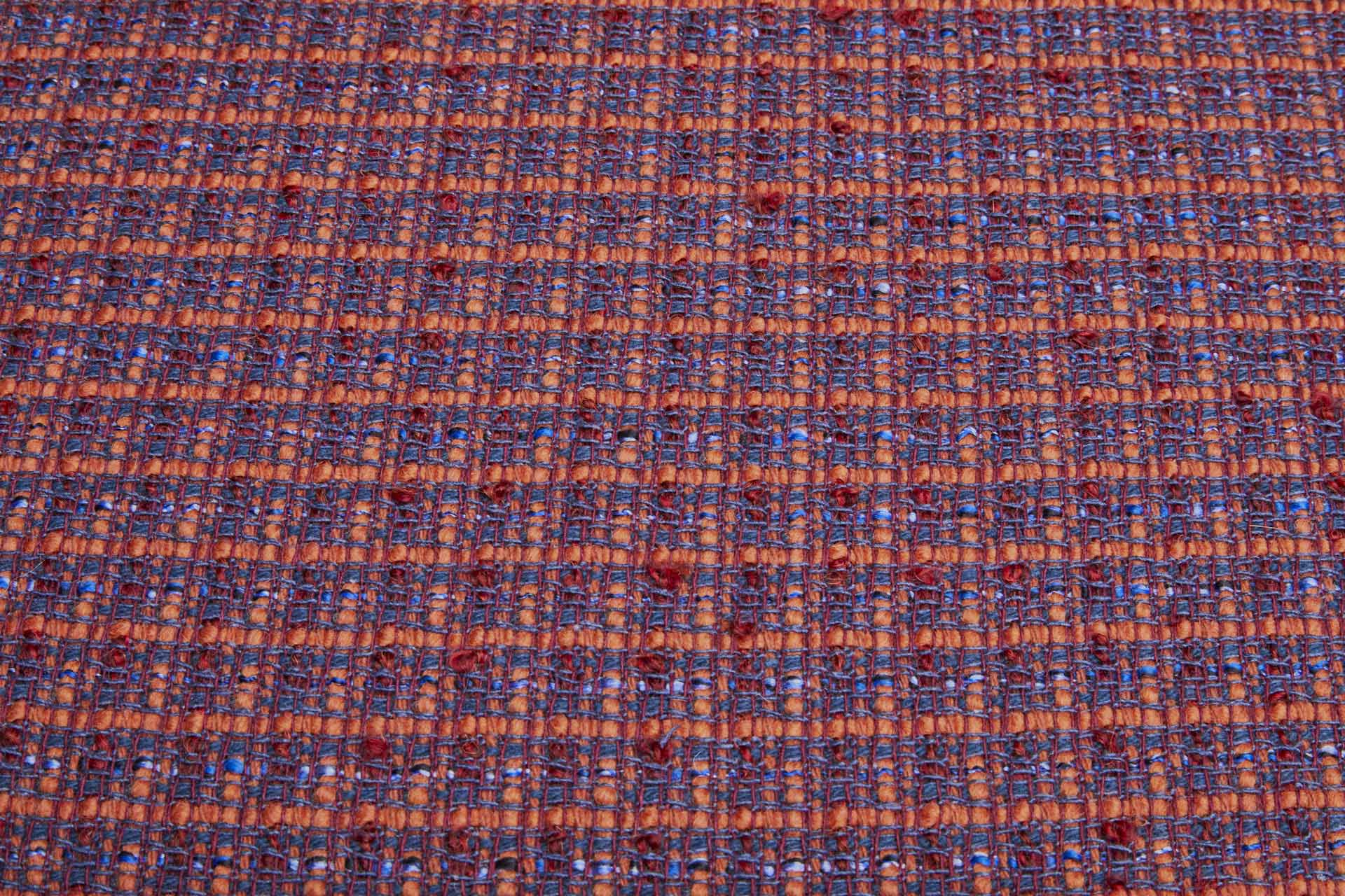 Chunky Textured Check Coating - Orange & Blue fabric, image 8 of 10