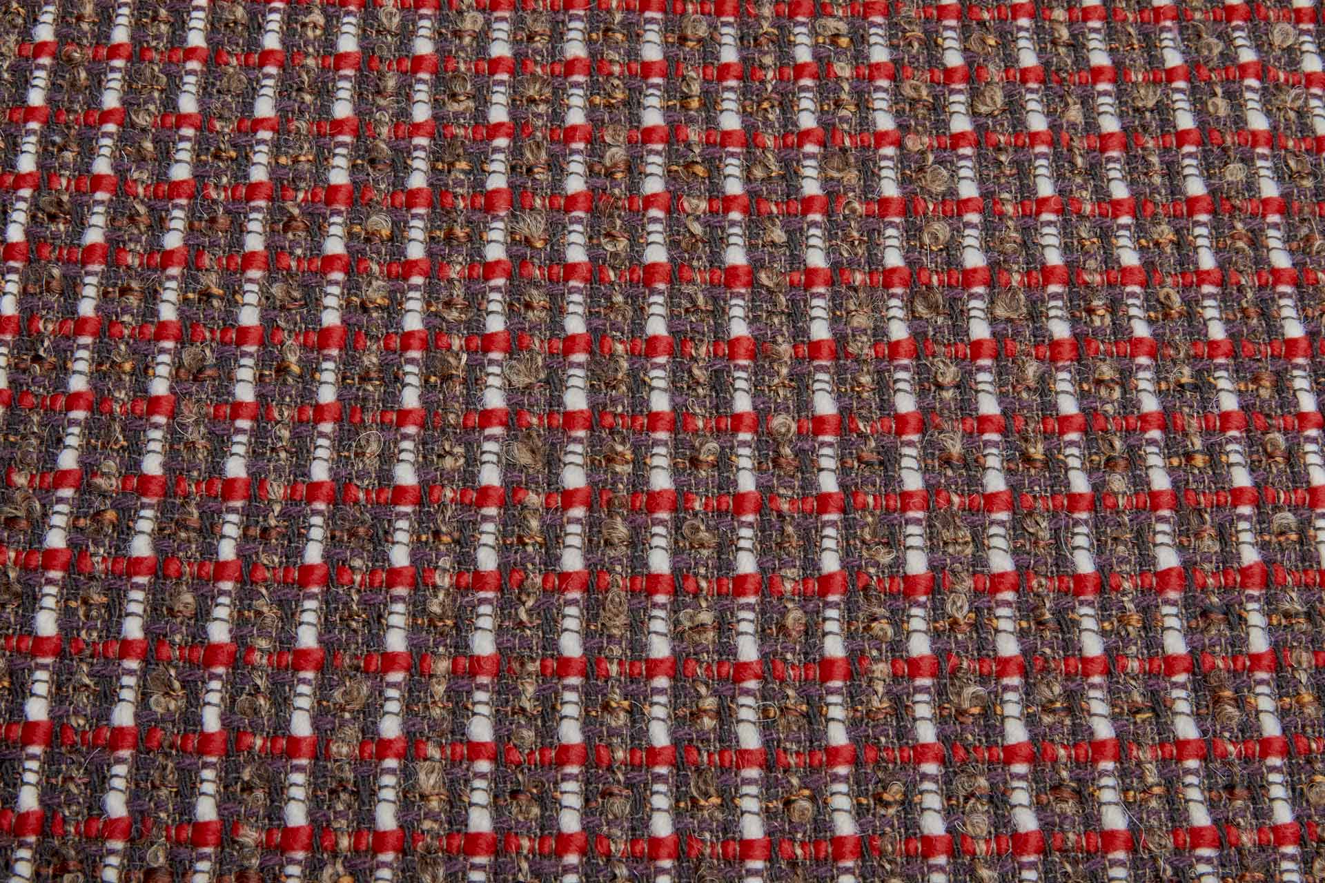 Chunky Textured Check Coating - Brown, Red and Cream fabric, image 6 of 9