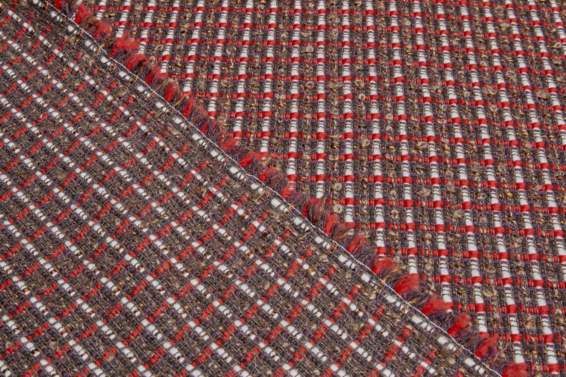 Chunky Textured Check Coating - Brown, Red and Cream fabric, image 8 of 9