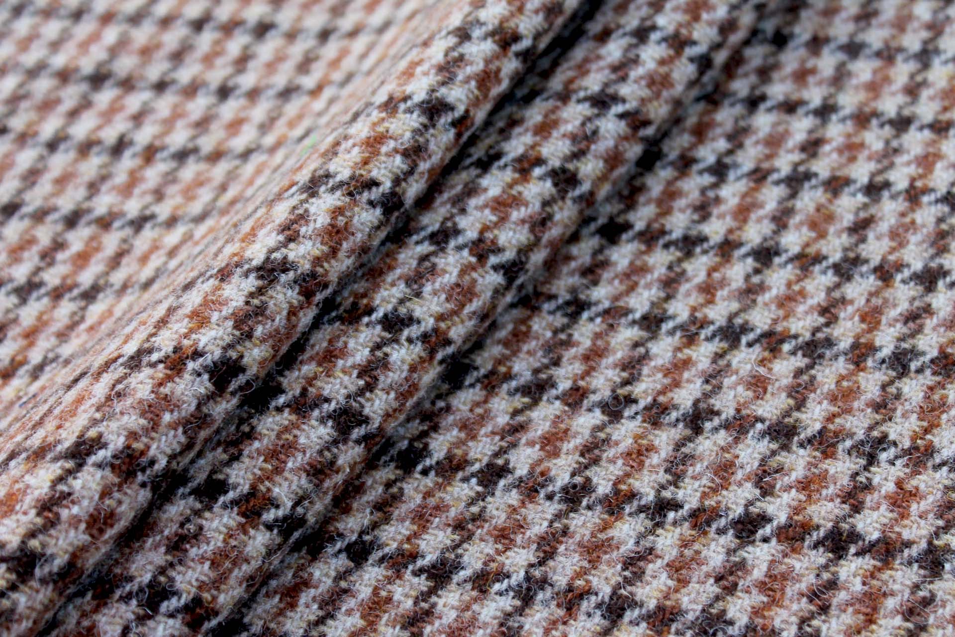 Houndstooth Harris Tweed Wool - Toffee / Brown fabric