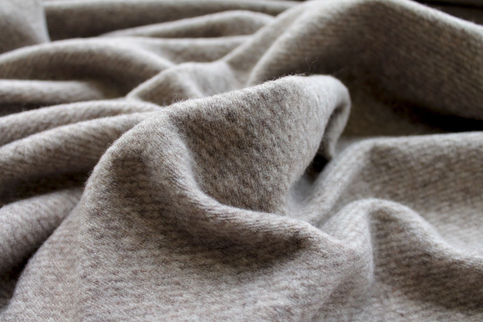 Marl Knitted Wool Twill - Beige & Mushroom fabric, image 9 of 9