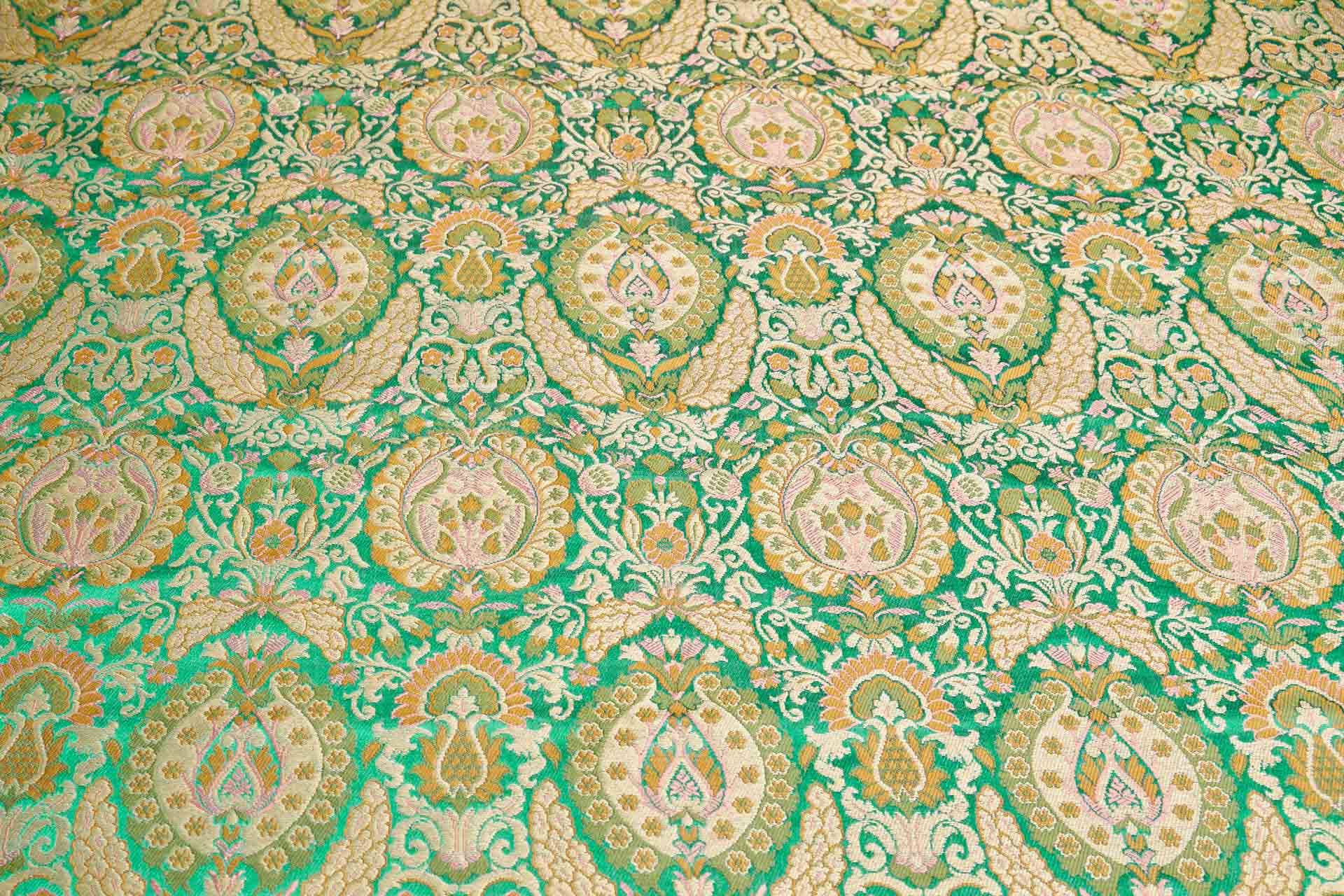 Heavy Banaras Brocade - Green / Multi fabric, image 9 of 9