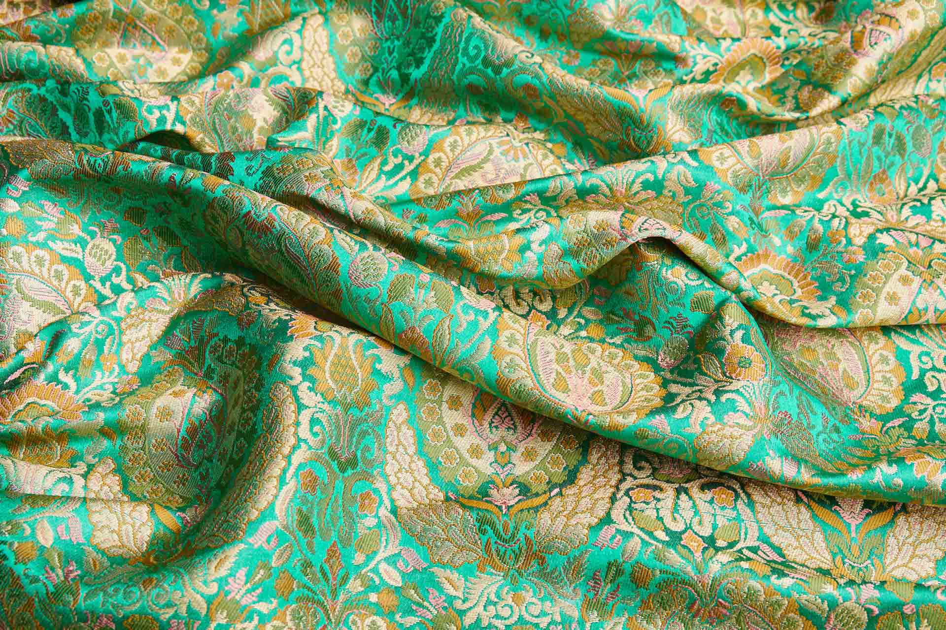 Heavy Banaras Brocade - Green / Multi fabric, image 4 of 9