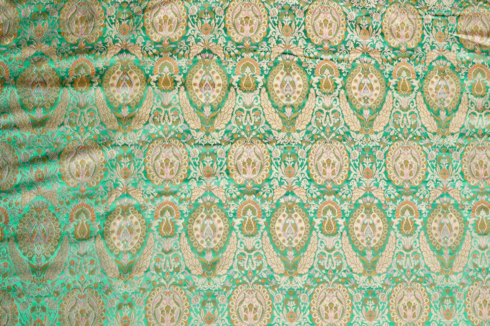 Heavy Banaras Brocade - Green / Multi fabric, image 7 of 9
