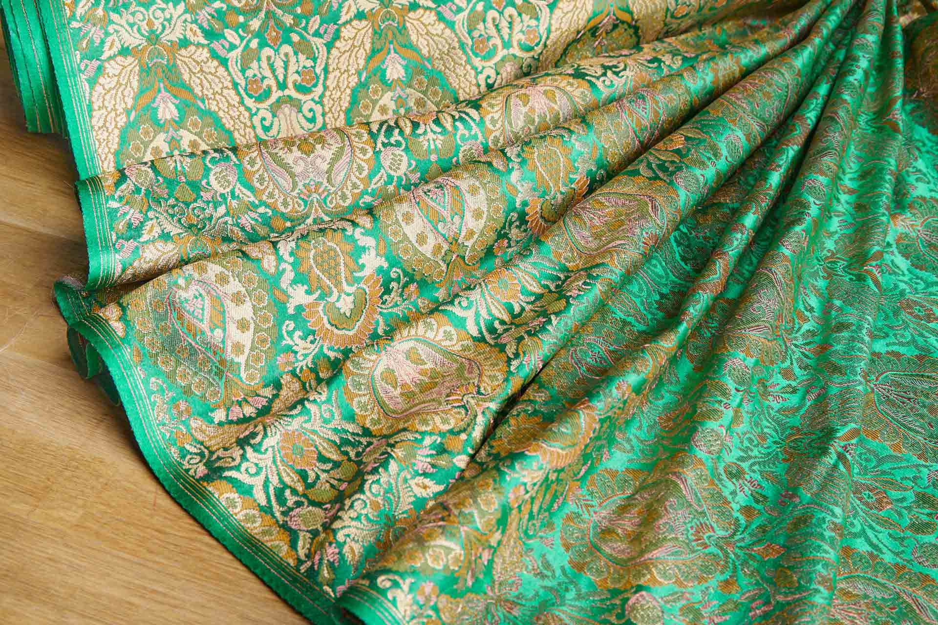 Heavy Banaras Brocade - Green / Multi fabric