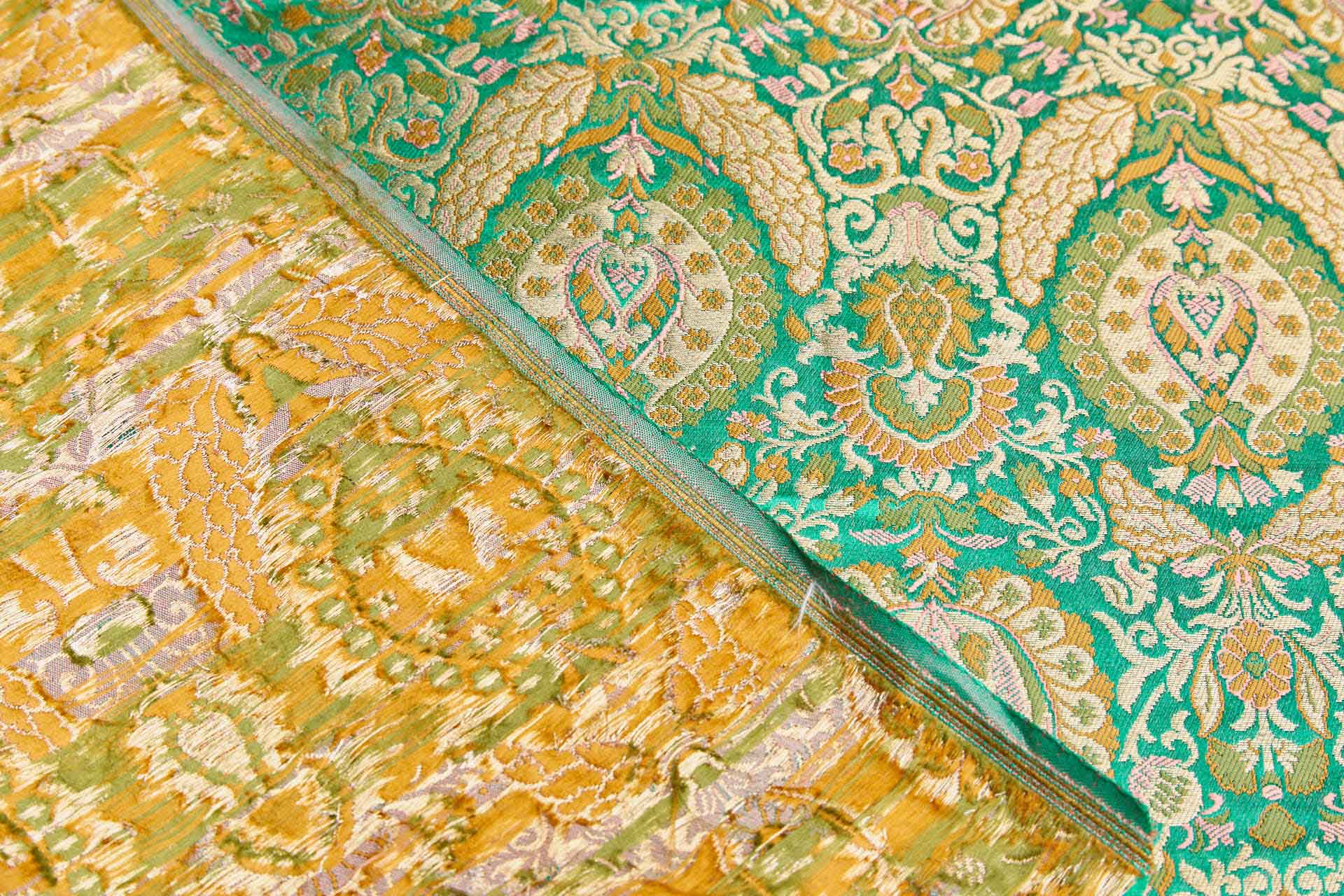Heavy Banaras Brocade - Green / Multi fabric, image 8 of 9