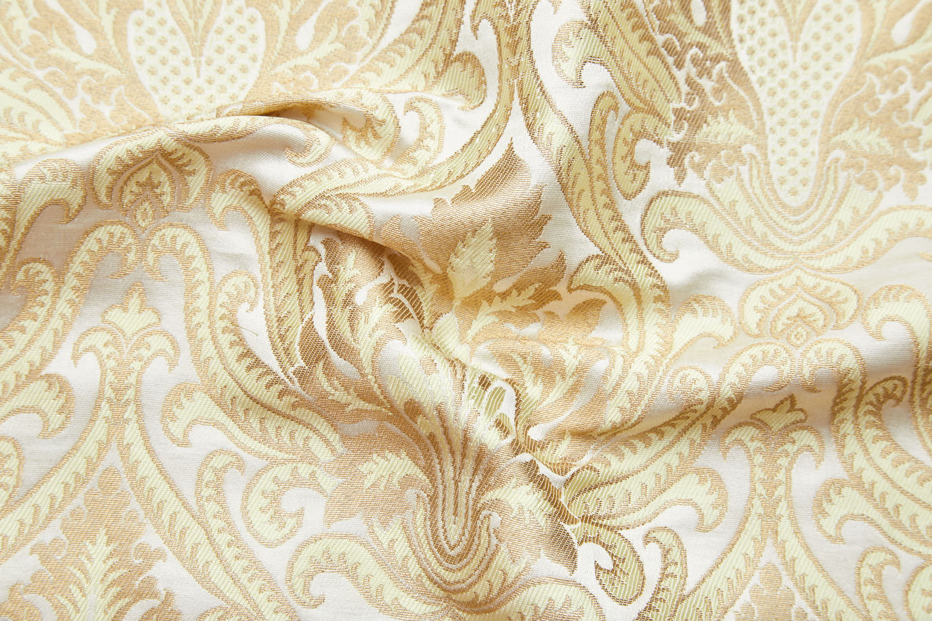 Heavy Banaras Brocade - Pale Yellow, Gold on Ivory fabric, image 5 of 8
