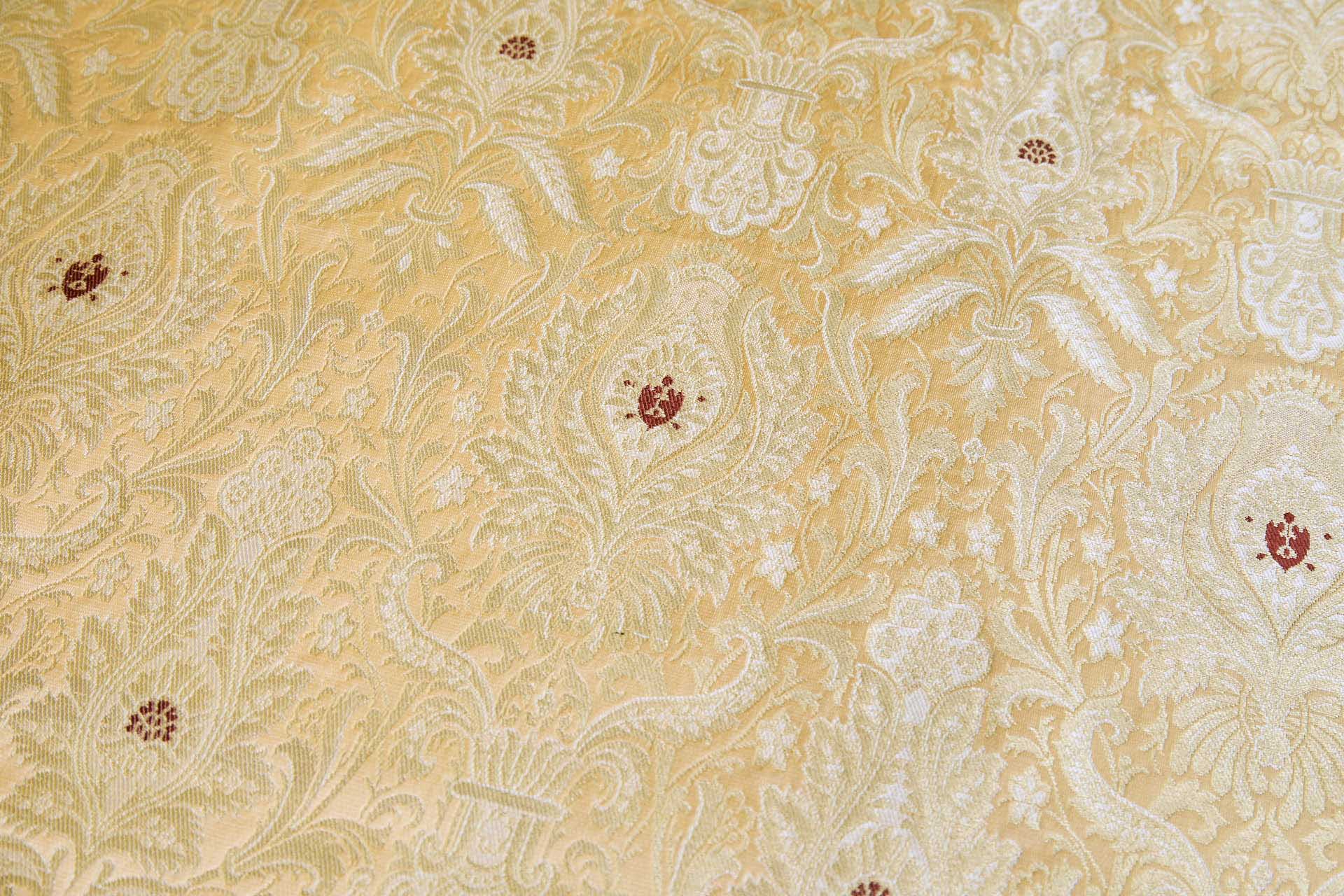 Heavy Banaras Brocade - Sand and Gold with Burgundy fabric, image 2 of 8