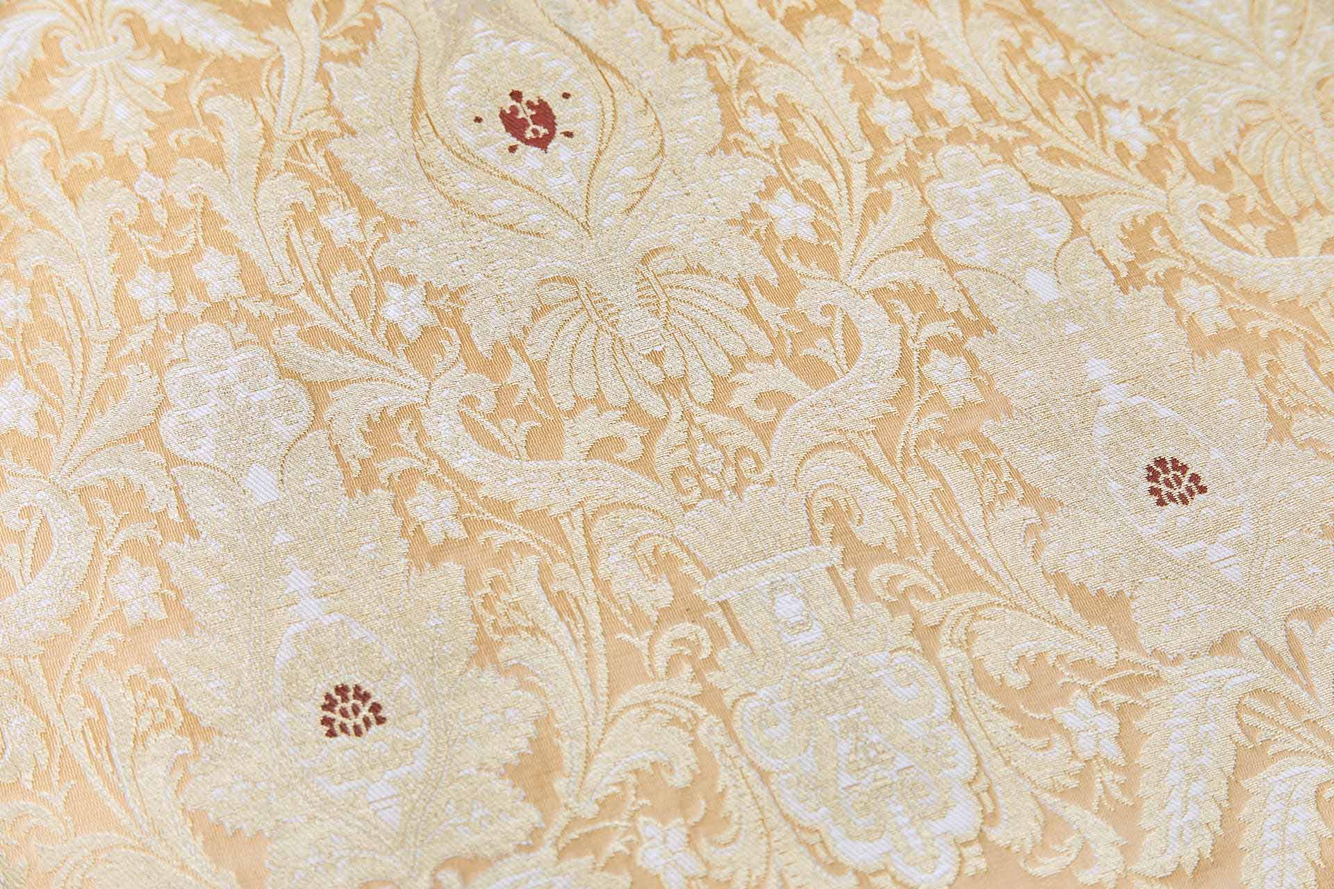 Heavy Banaras Brocade - Sand and Gold with Burgundy fabric, image 3 of 8