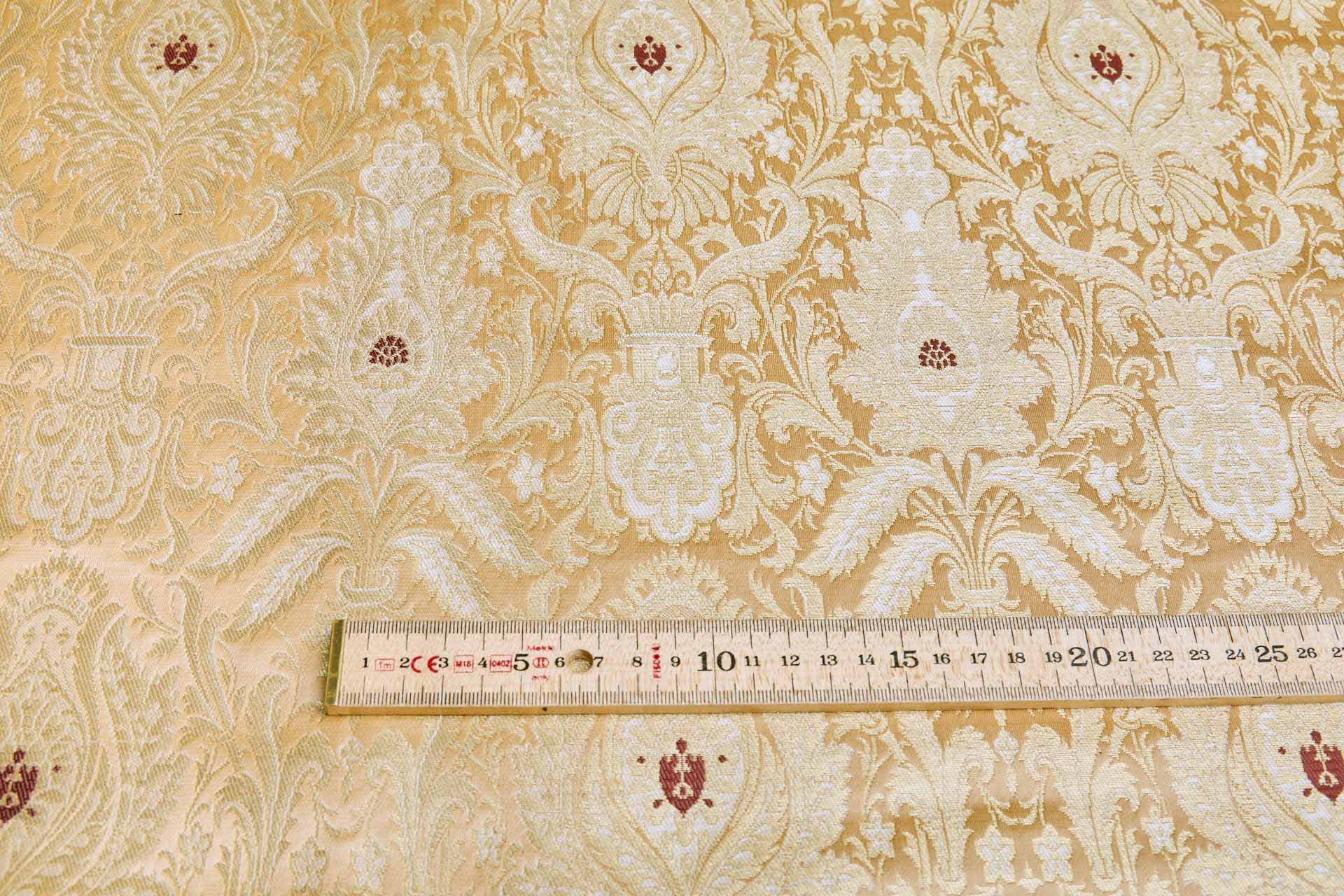 Heavy Banaras Brocade - Sand and Gold with Burgundy fabric, image 4 of 8