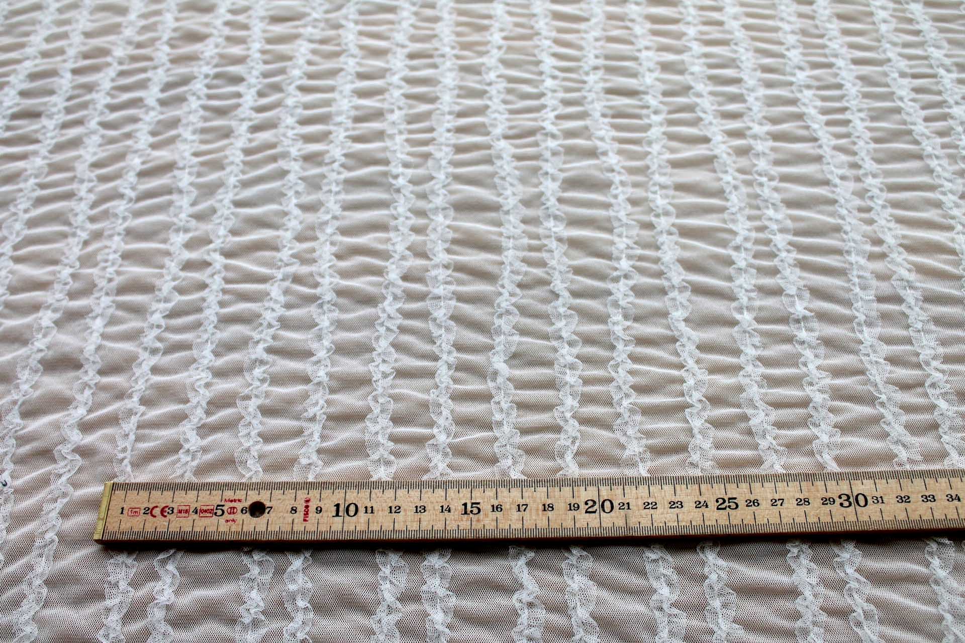 Mini Ruffle Stripes on Stretch Tulle in Ivory fabric, image 3 of 7