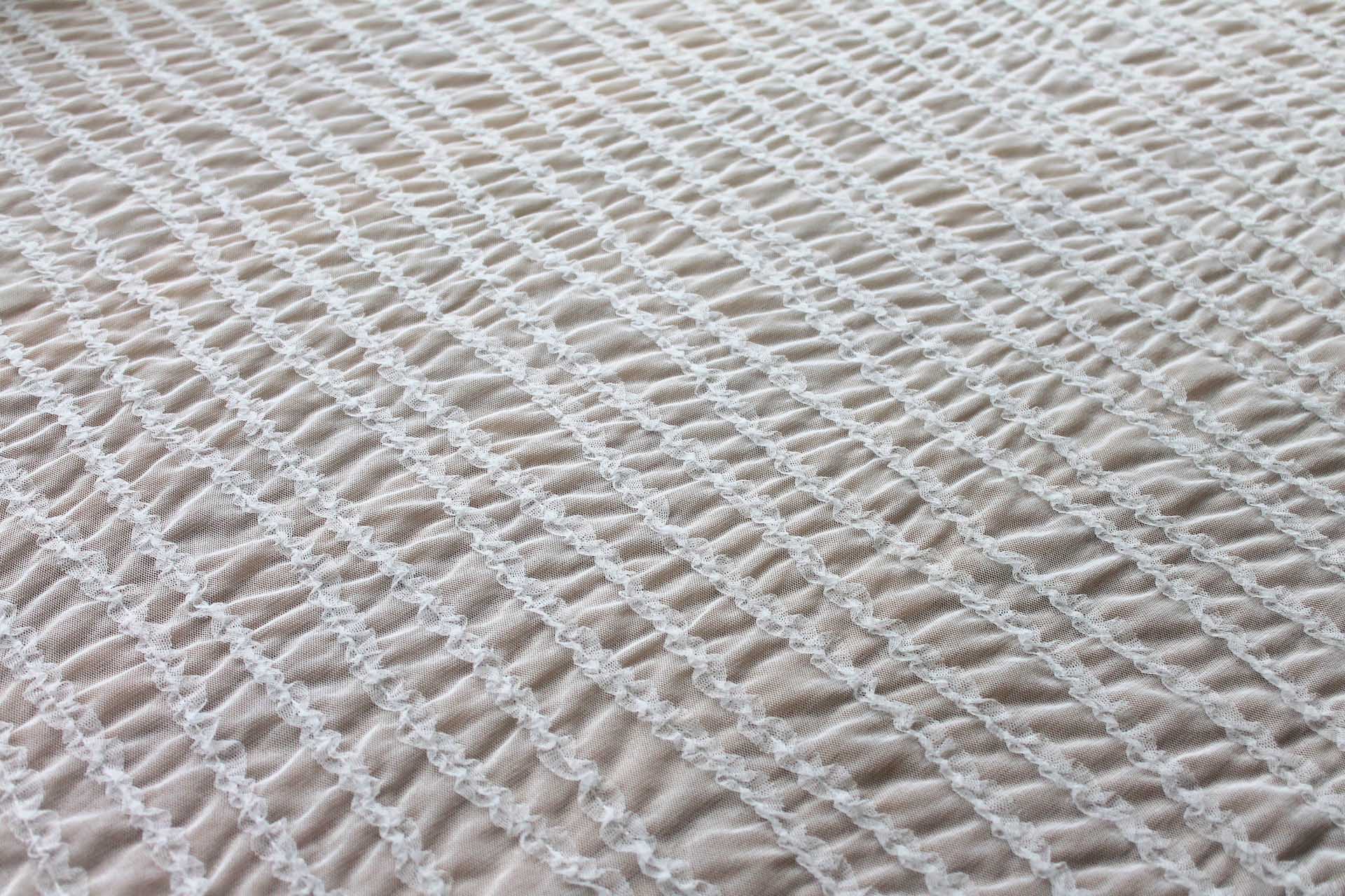 Mini Ruffle Stripes on Stretch Tulle in Ivory fabric, image 4 of 7