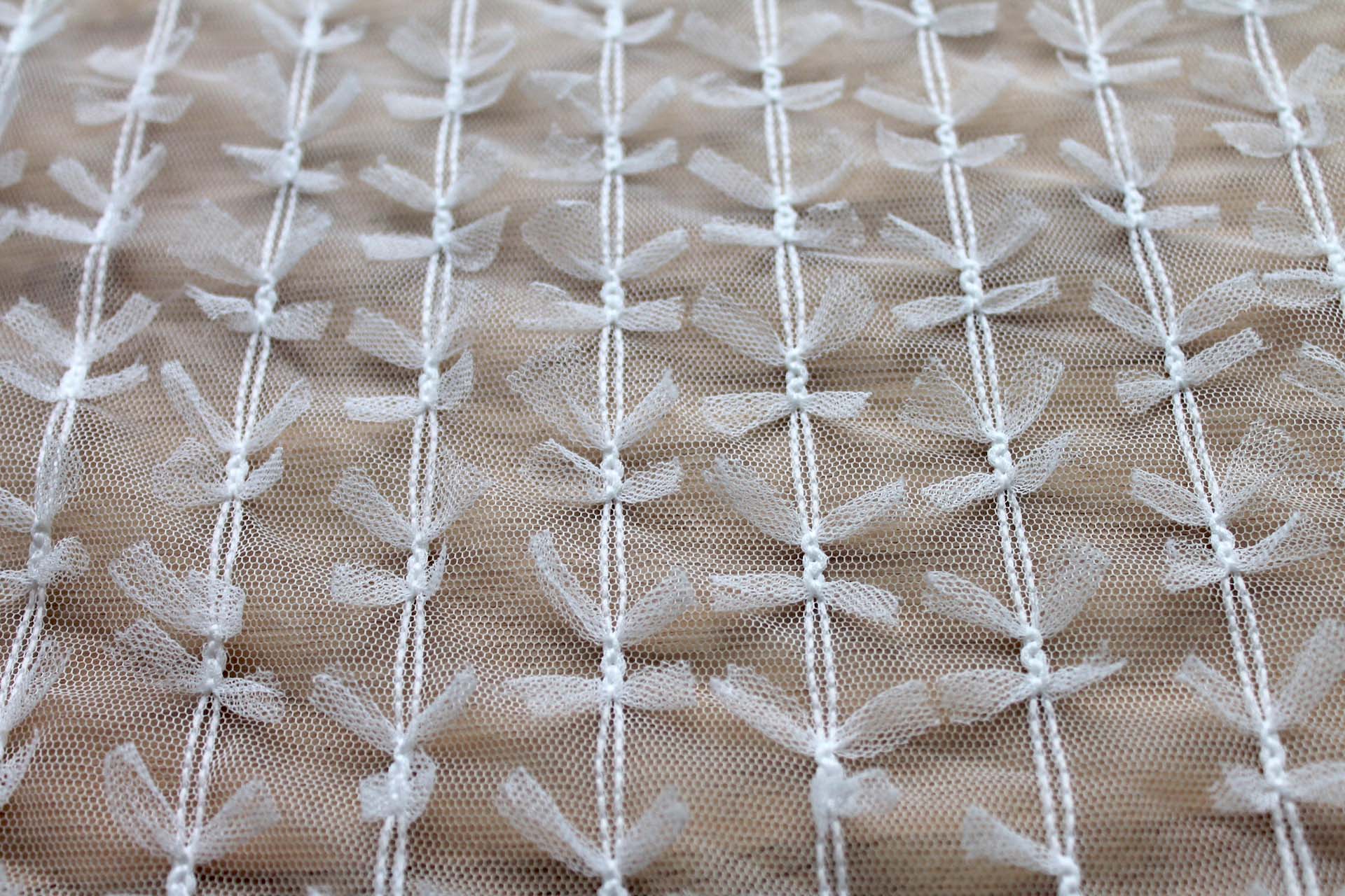 Mini Ribbon Bows on Tulle in Ivory fabric, image 7 of 9