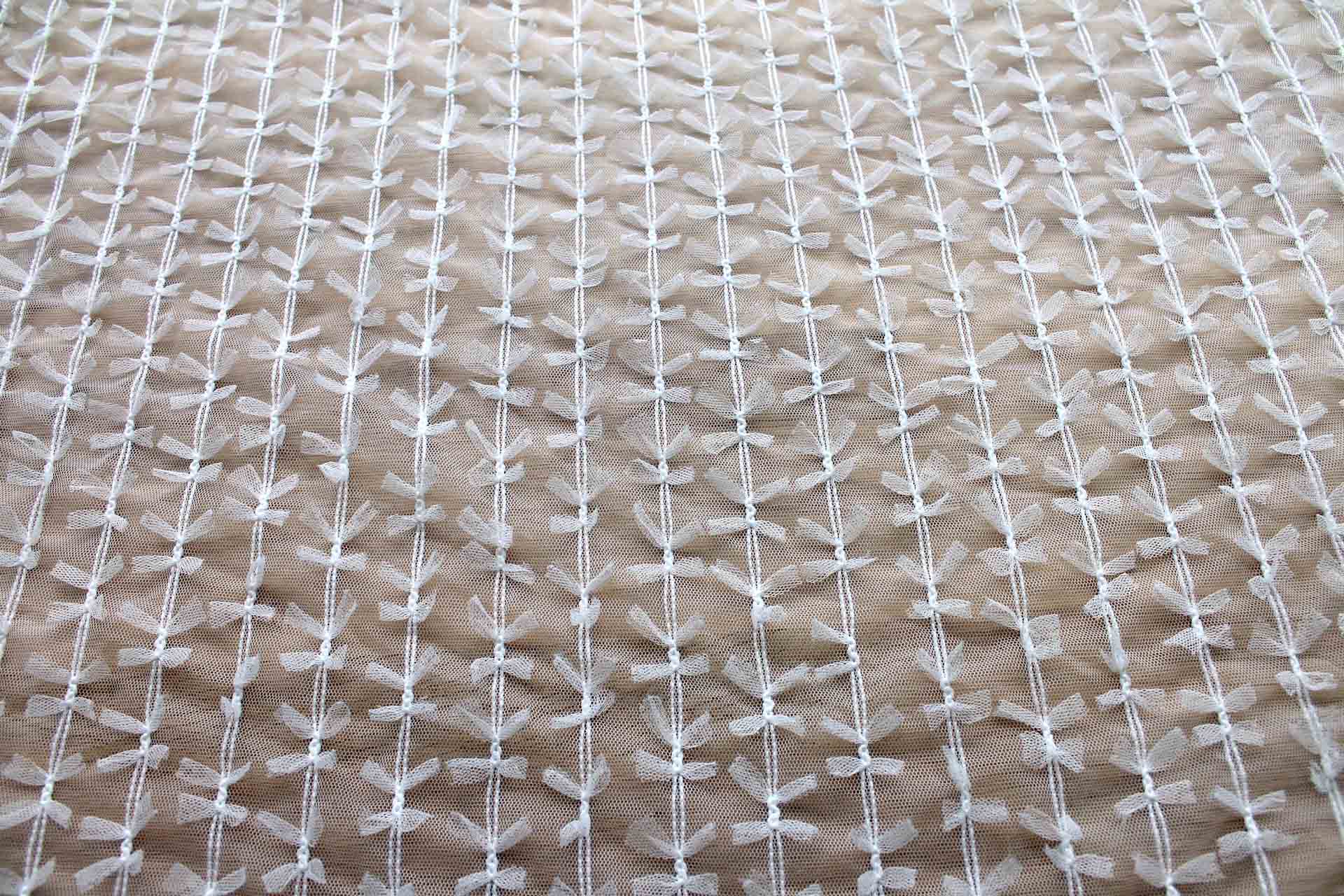 Mini Ribbon Bows on Tulle in Ivory fabric, image 8 of 9