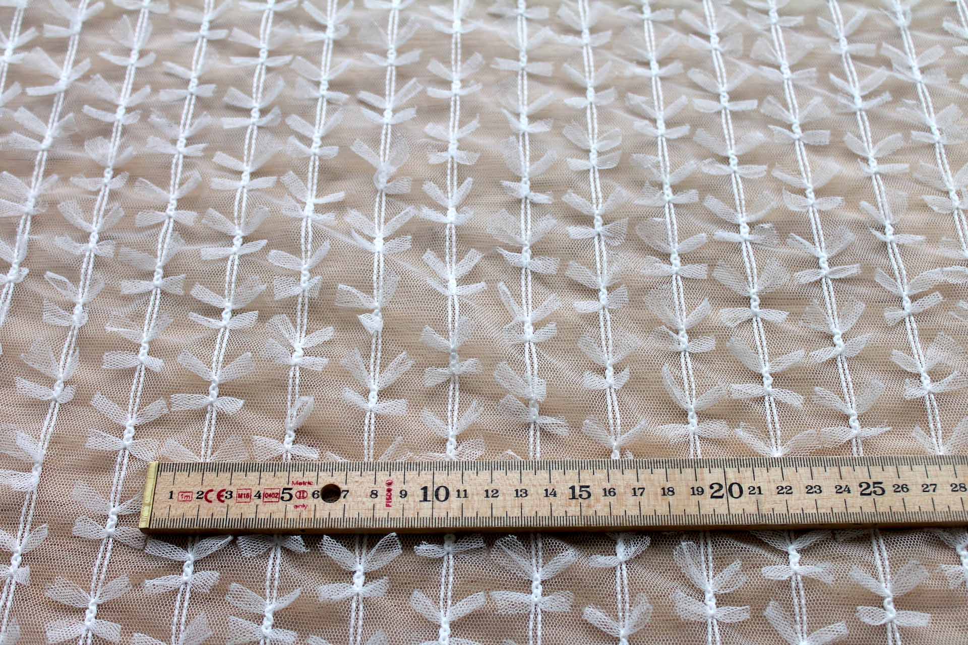 Mini Ribbon Bows on Tulle in Ivory fabric, image 9 of 9
