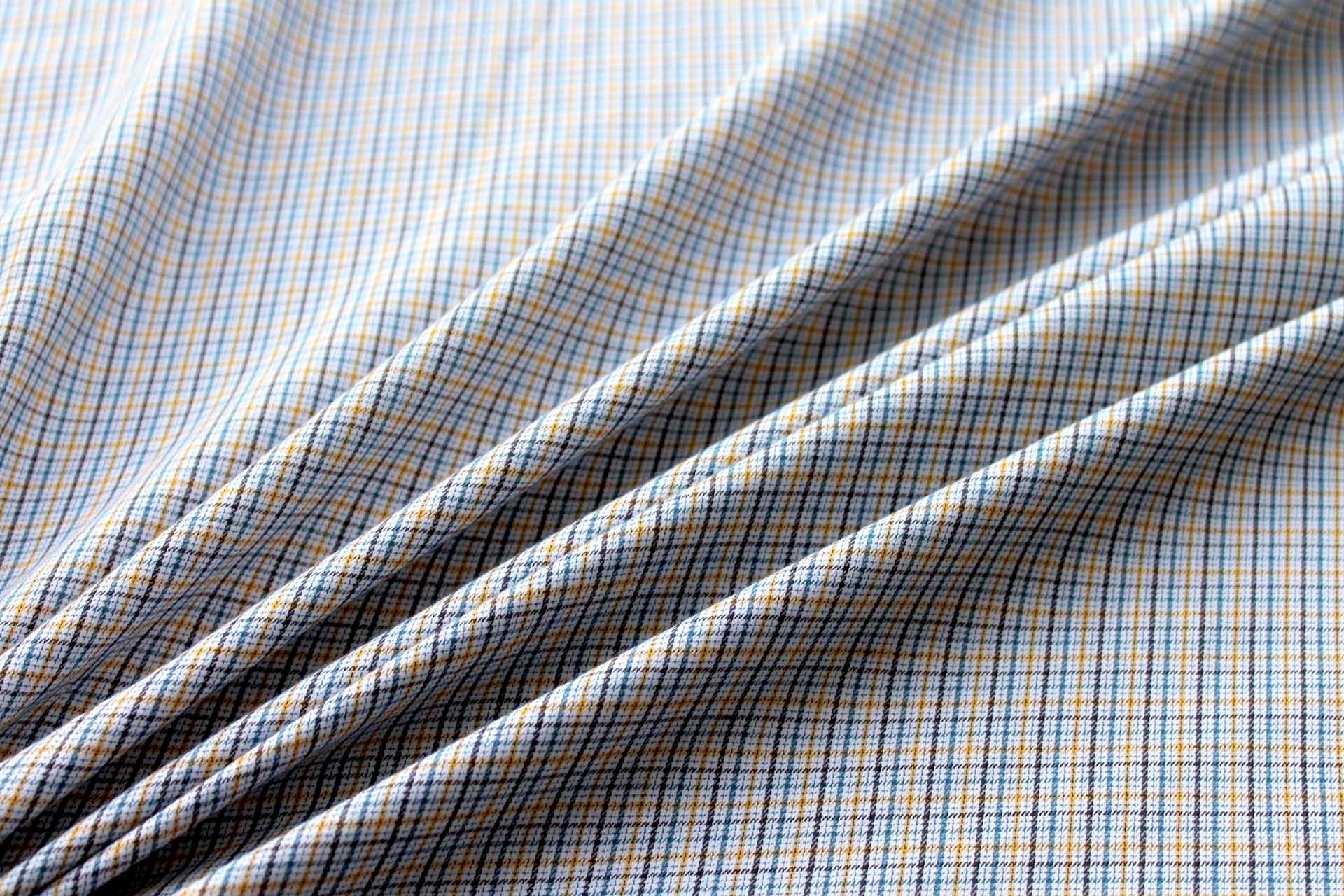Yellow Blue and White Light Flannel Check Shirting fabric, image 3 of 6