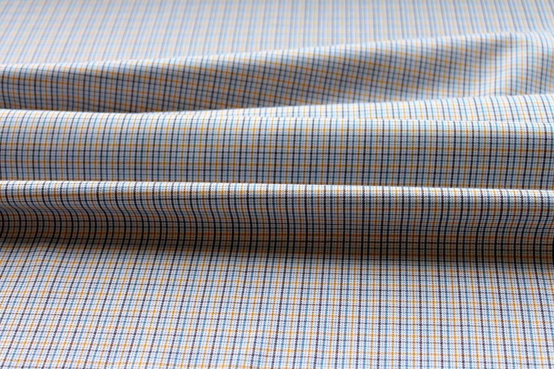 Yellow Blue and White Light Flannel Check Shirting fabric, image 5 of 6