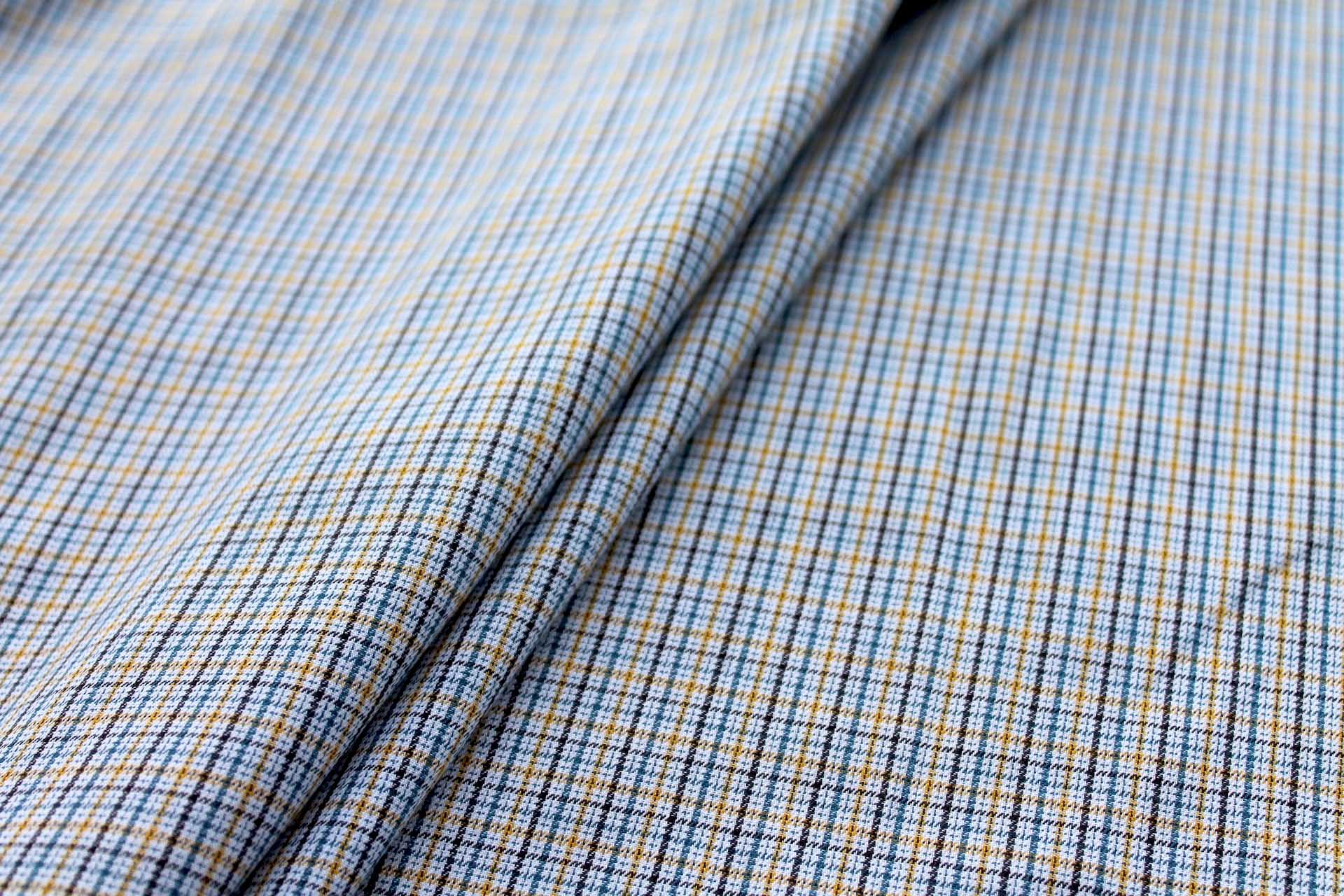 Yellow Blue and White Light Flannel Check Shirting fabric, image 6 of 6