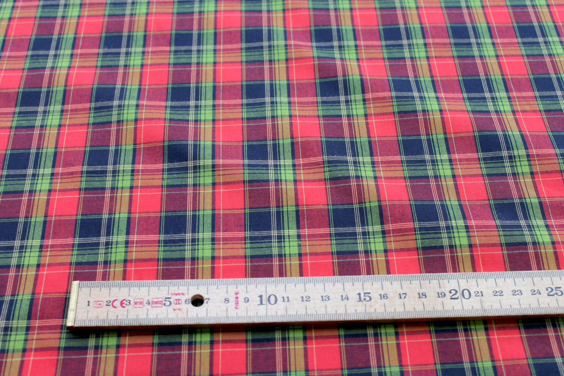 Cotton Checked Shirting - Lime, Red and Navy fabric, image 3 of 8