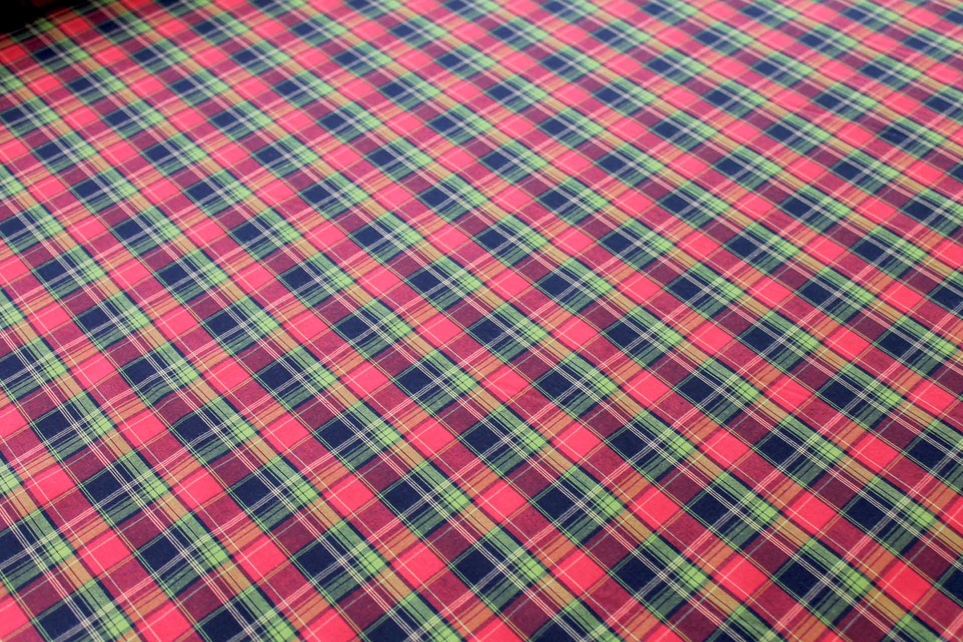 Cotton Checked Shirting - Lime, Red and Navy fabric, image 5 of 8