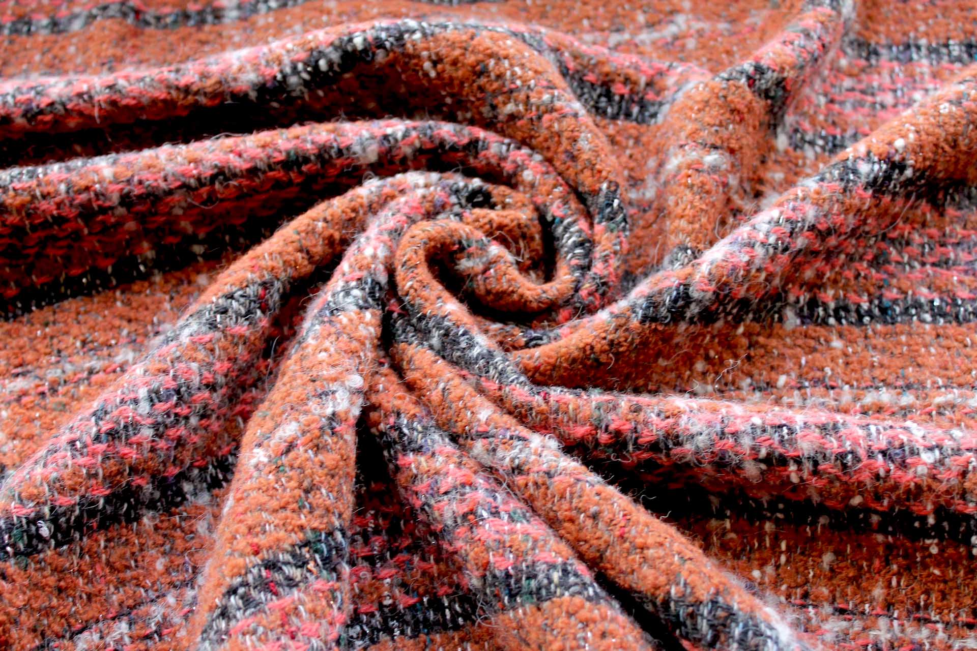 Chunky Wool Check - Rust, Coral and Grey fabric, image 3 of 6