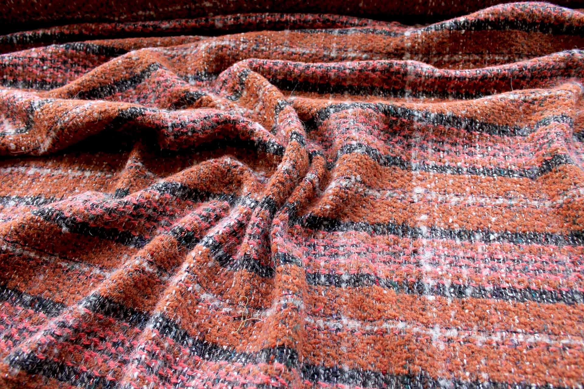 Chunky Wool Check - Rust, Coral and Grey fabric, image 4 of 6