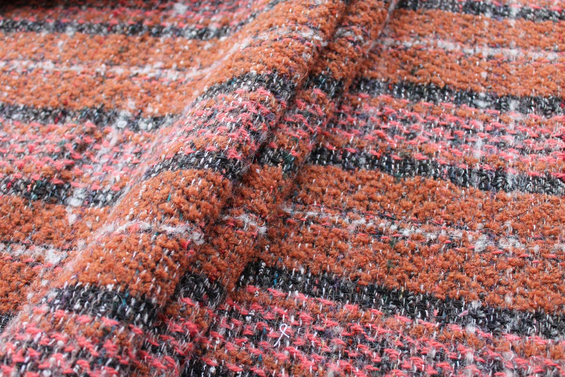 Chunky Wool Check - Rust, Coral and Grey fabric, image 5 of 6