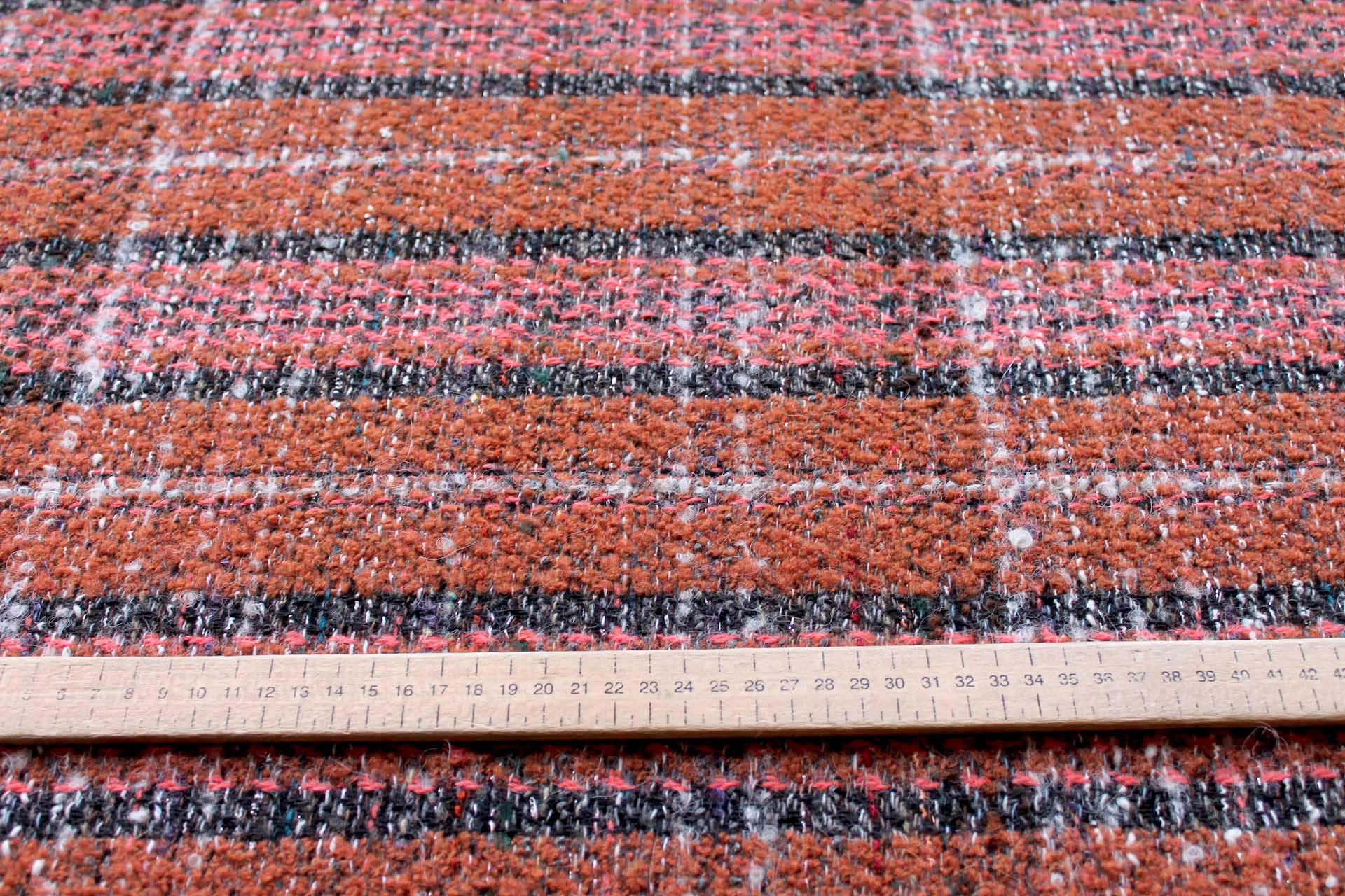 Chunky Wool Check - Rust, Coral and Grey fabric, image 6 of 6