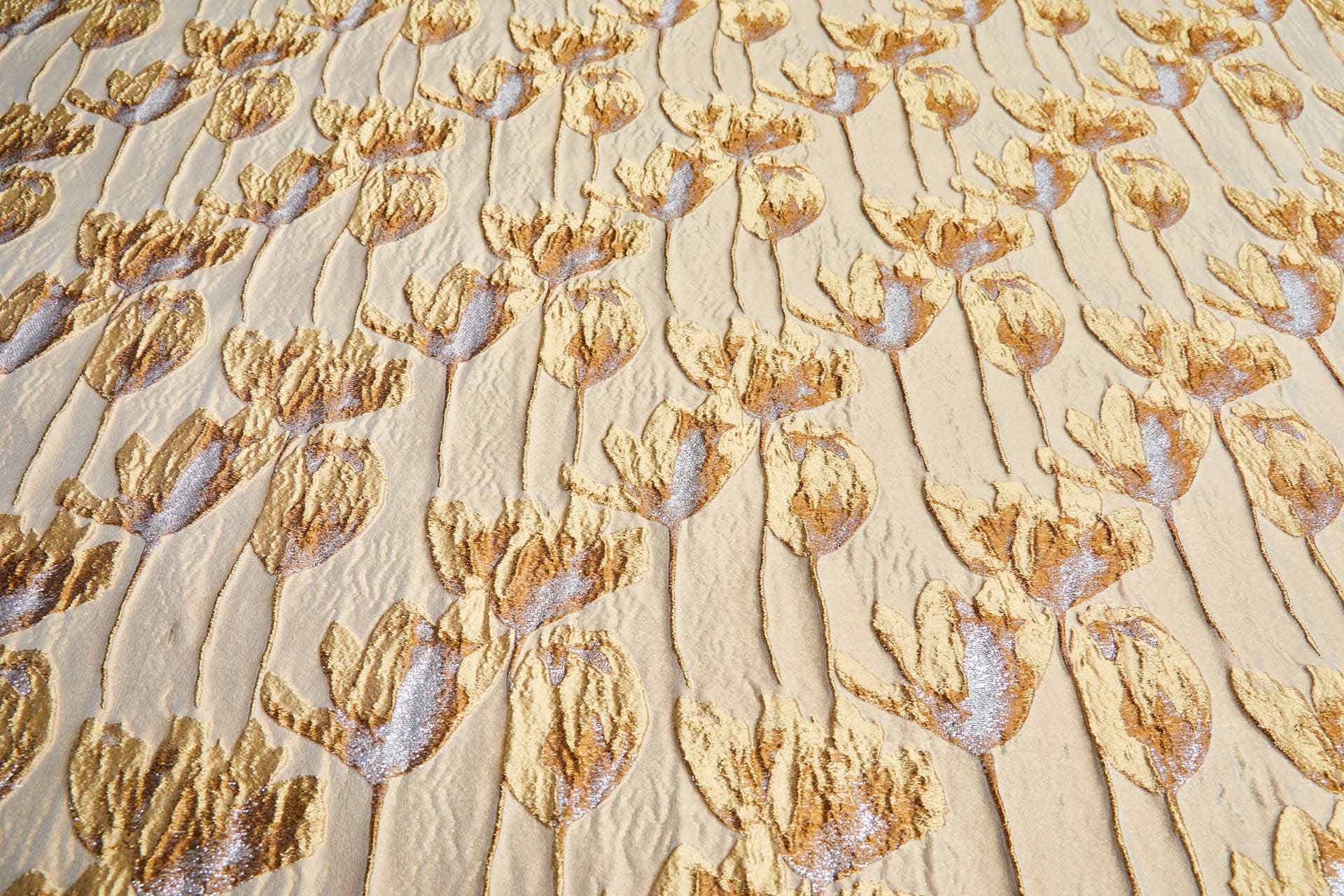 Tulips Brocade in Shades of Gold with Lurex fabric, image 9 of 9
