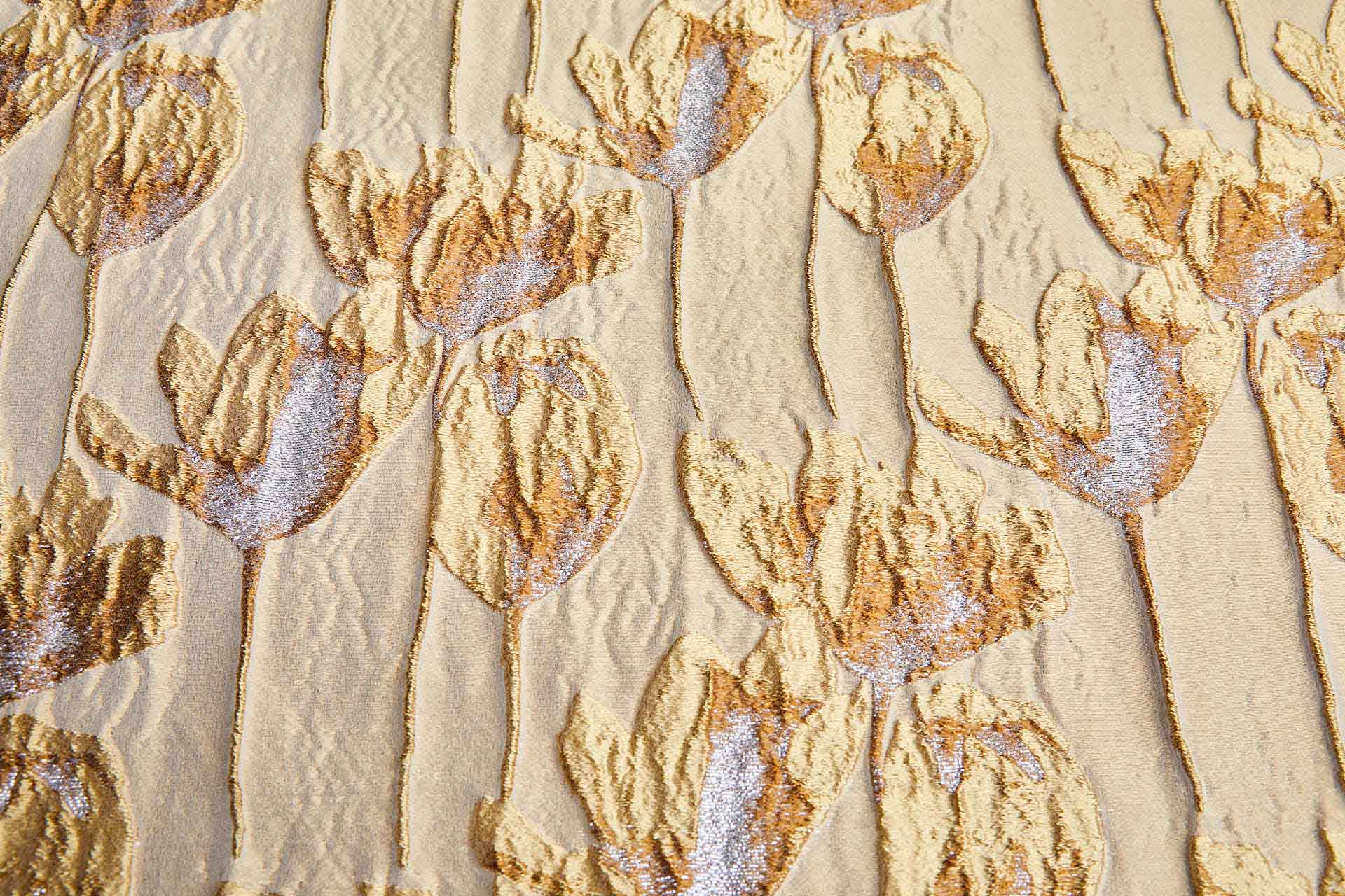 Tulips Brocade in Shades of Gold with Lurex fabric, image 2 of 9