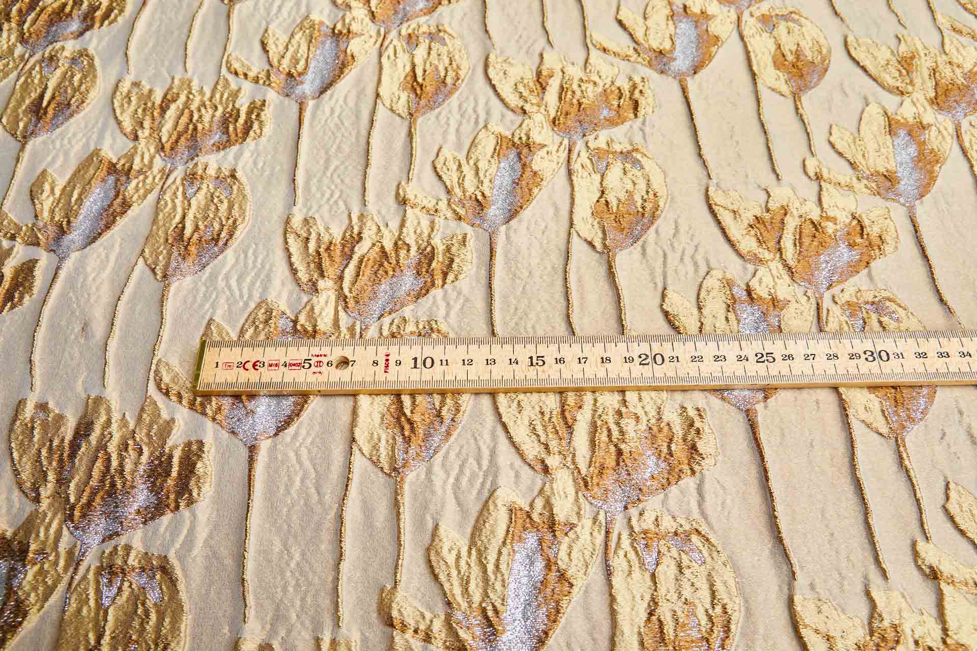 Tulips Brocade in Shades of Gold with Lurex fabric, image 3 of 9