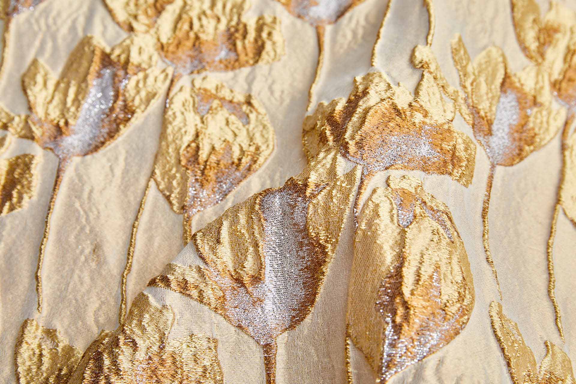 Tulips Brocade in Shades of Gold with Lurex fabric, image 4 of 9