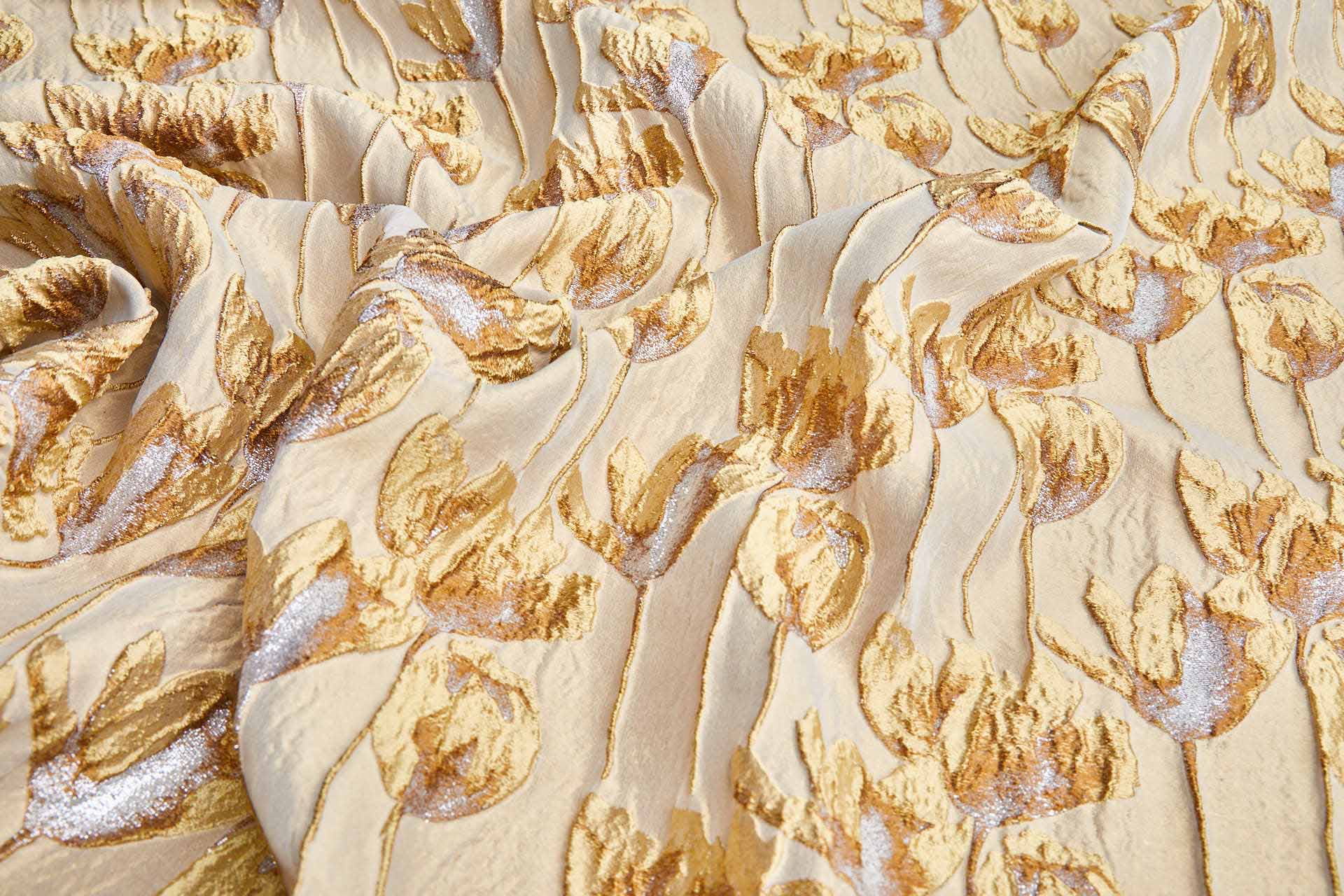 Tulips Brocade in Shades of Gold with Lurex fabric, image 5 of 9