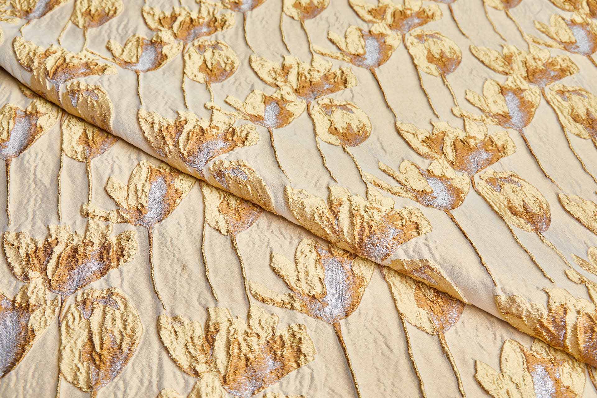 Tulips Brocade in Shades of Gold with Lurex fabric