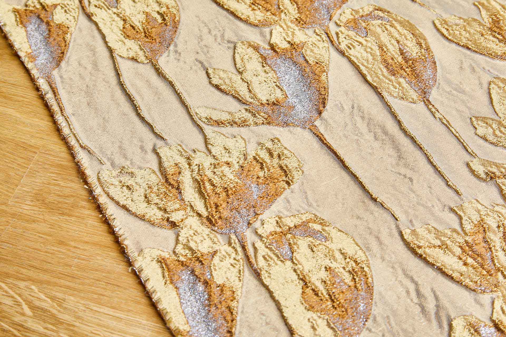 Tulips Brocade in Shades of Gold with Lurex fabric, image 6 of 9