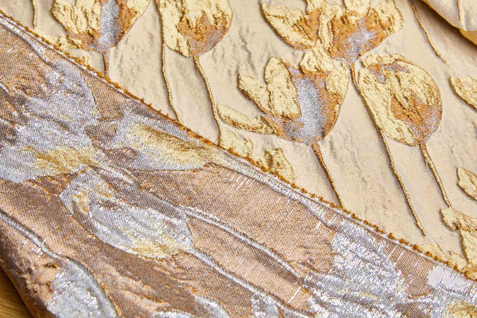 Tulips Brocade in Shades of Gold with Lurex fabric, image 7 of 9