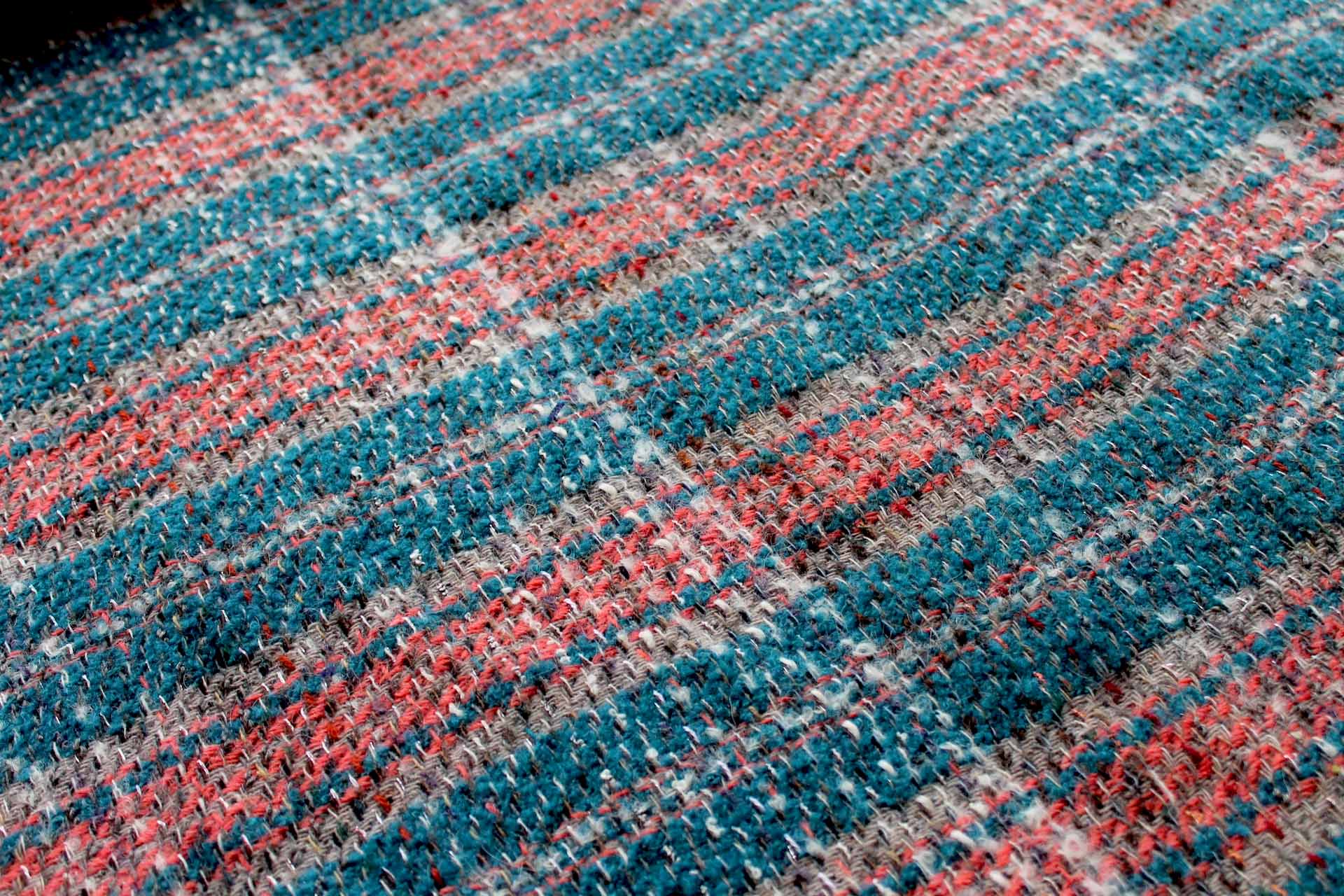 Chunky Wool Check - Teal, Coral and Grey fabric, image 2 of 6