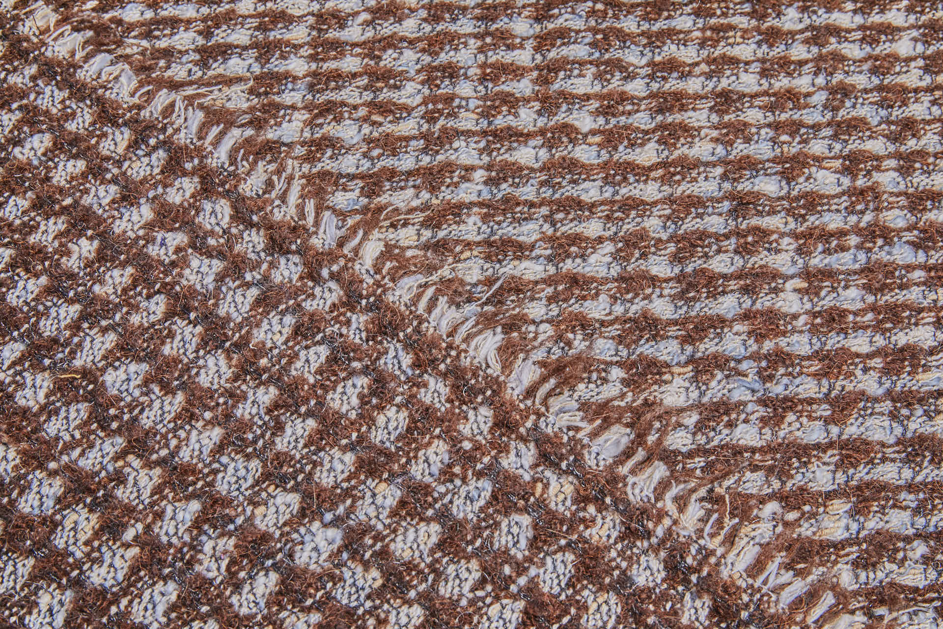 Chunky Wool Mohair Houndstooth Tweed - Brown and Grey fabric, image 2 of 8