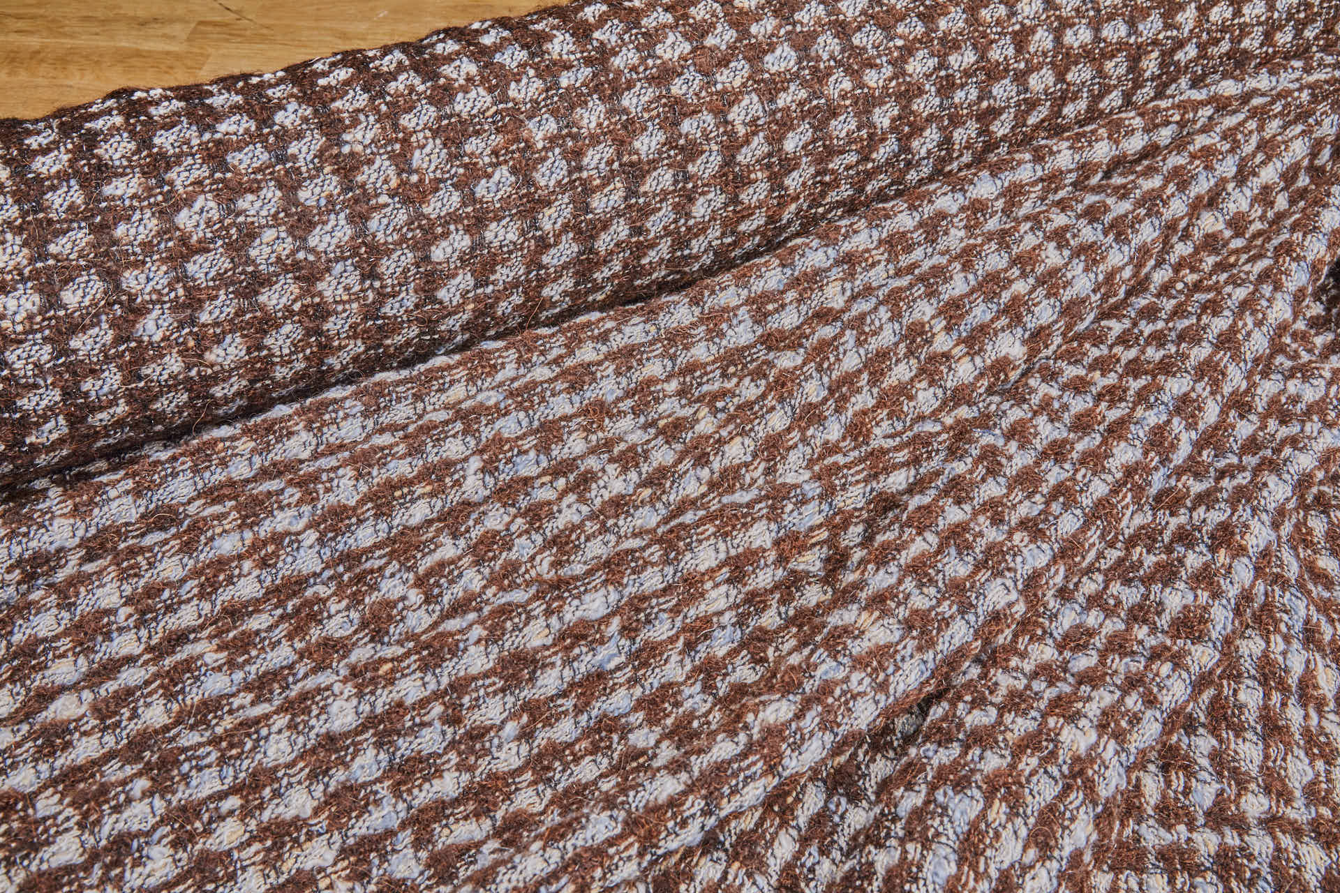 Chunky Wool Mohair Houndstooth Tweed - Brown and Grey fabric, image 7 of 8