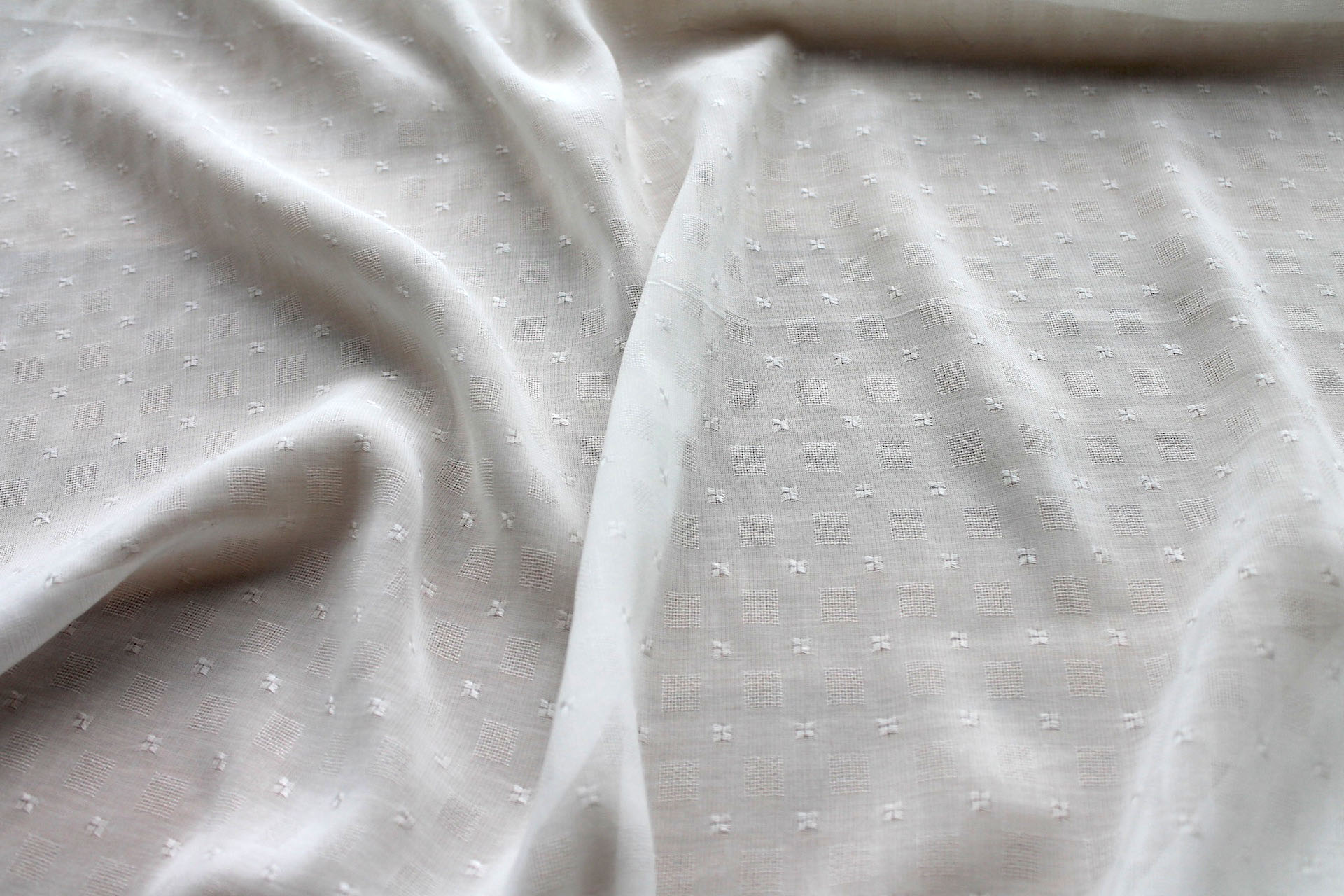 Corn Fibre Dobby Square Weave in Ivory fabric, image 2 of 6