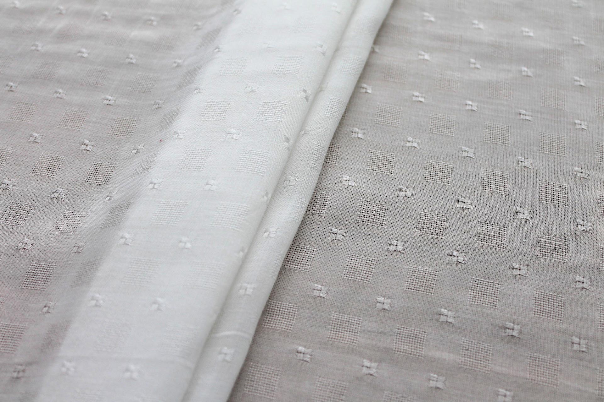 Corn Fibre Dobby Square Weave in Ivory fabric, image 3 of 6