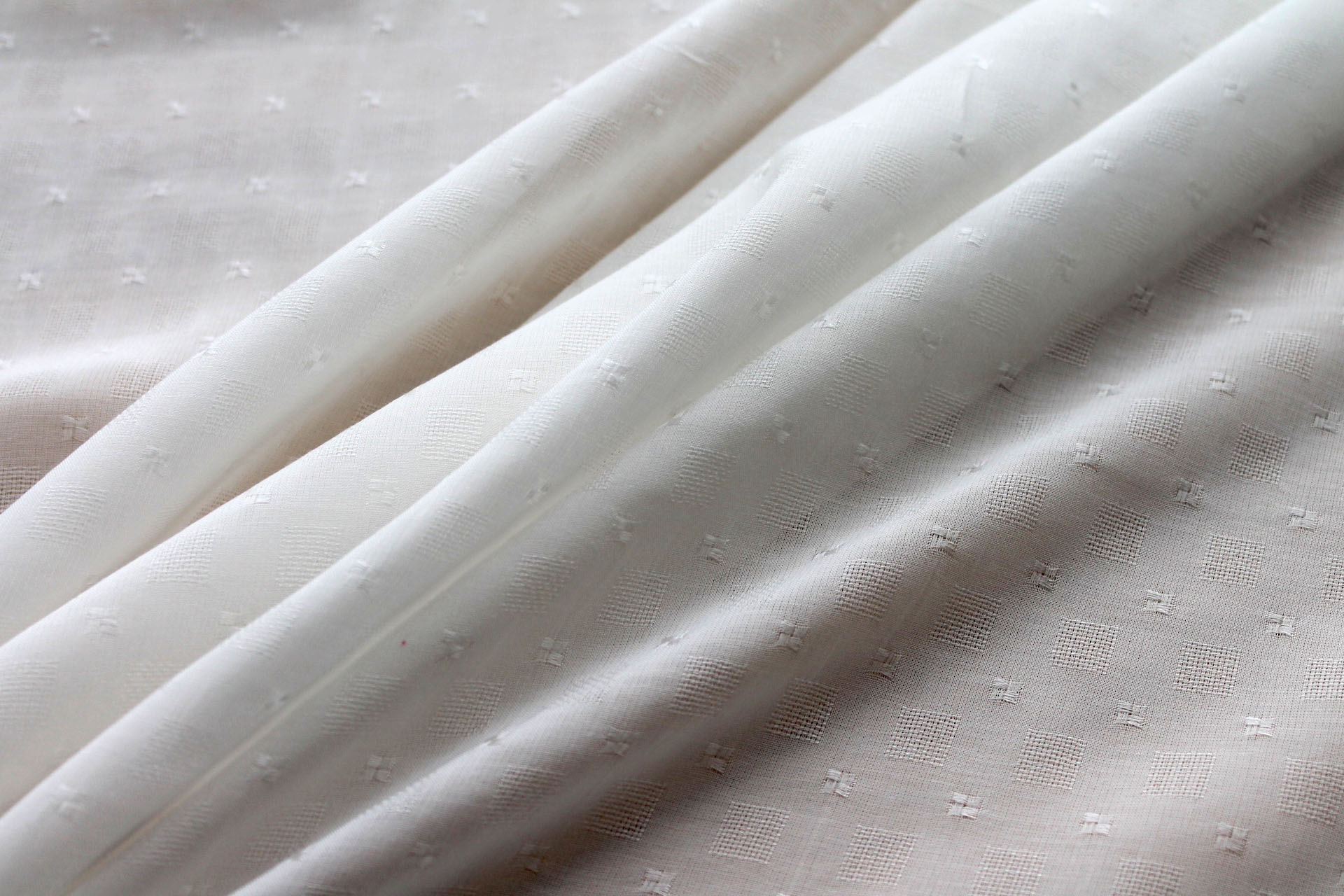 Corn Fibre Dobby Square Weave in Ivory fabric