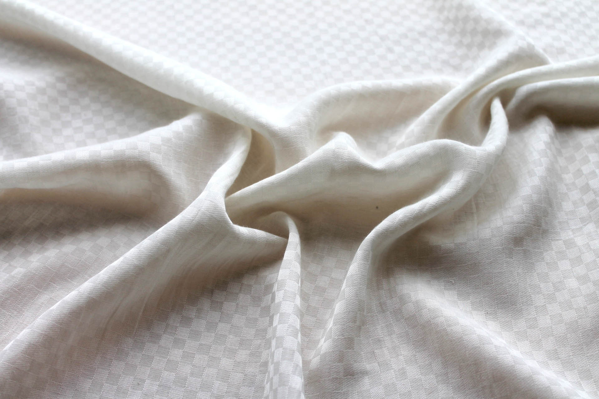 Banana Fibre Check Dobby Weave in Ivory fabric, image 2 of 6