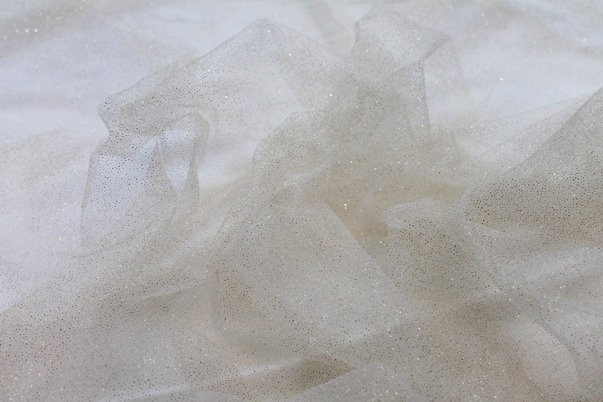 Ivory and Gold Glitter Tulle fabric, image 3 of 6