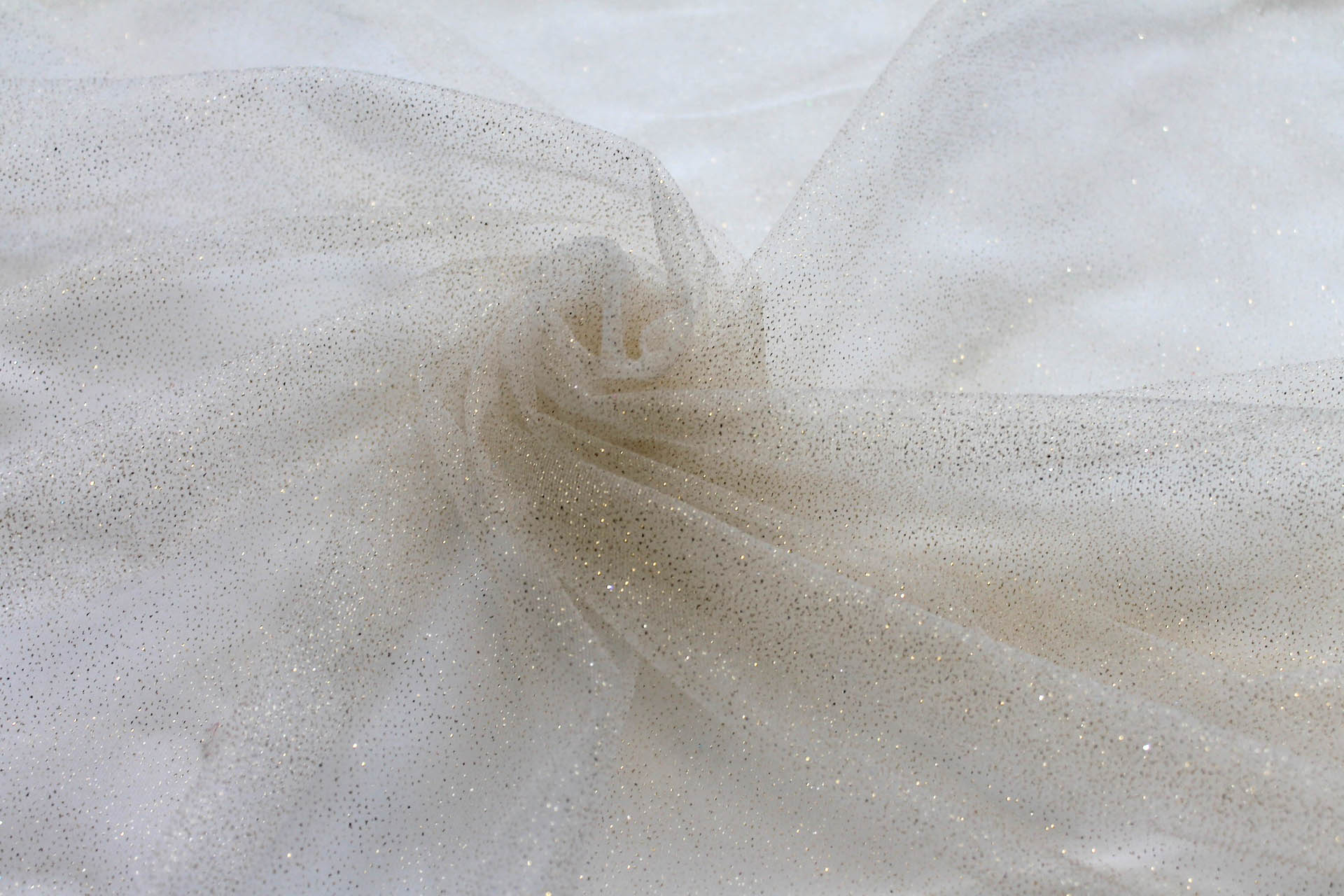 Ivory and Gold Glitter Tulle fabric, image 5 of 6