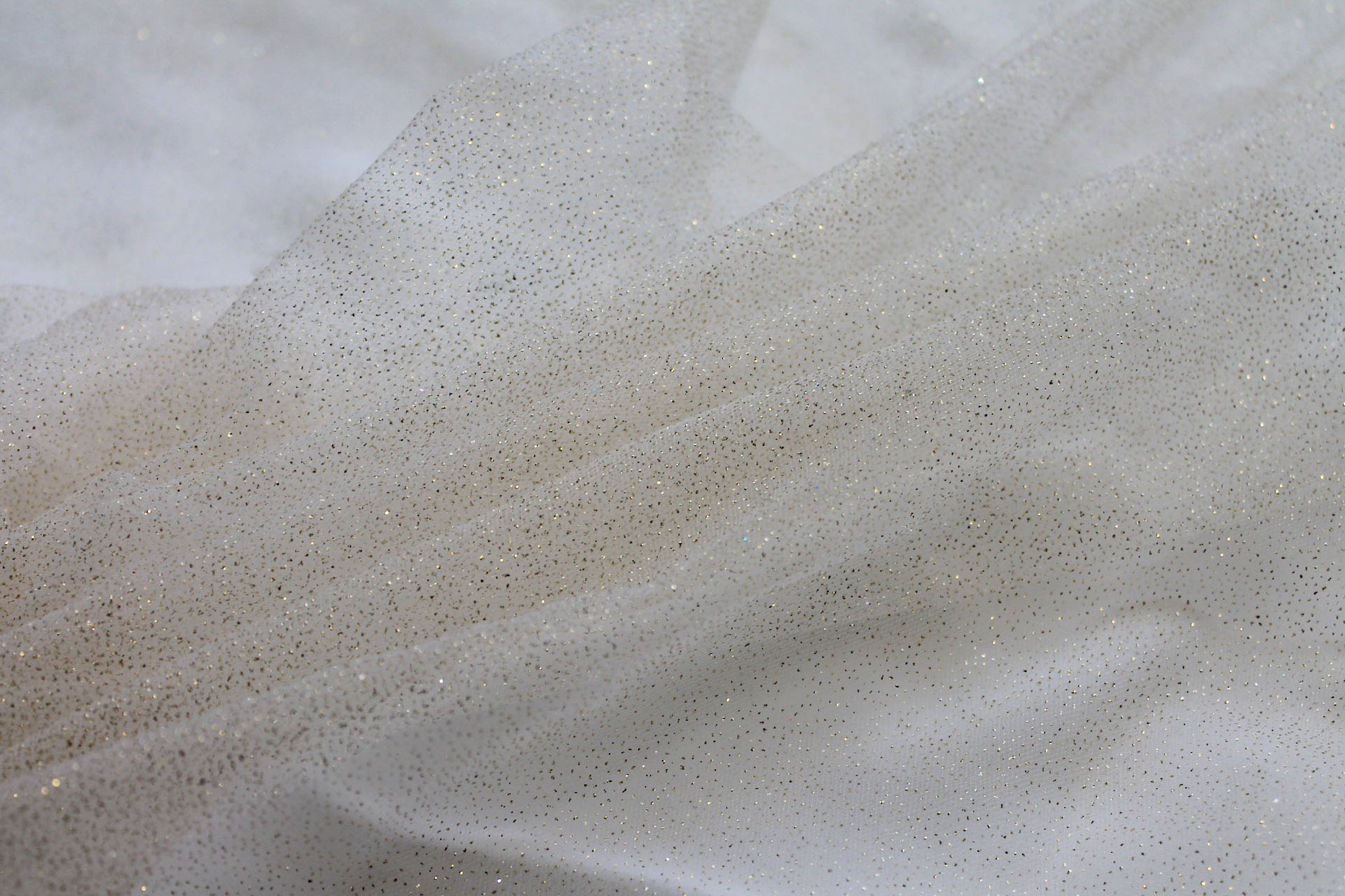 Ivory and Gold Glitter Tulle fabric, image 6 of 6