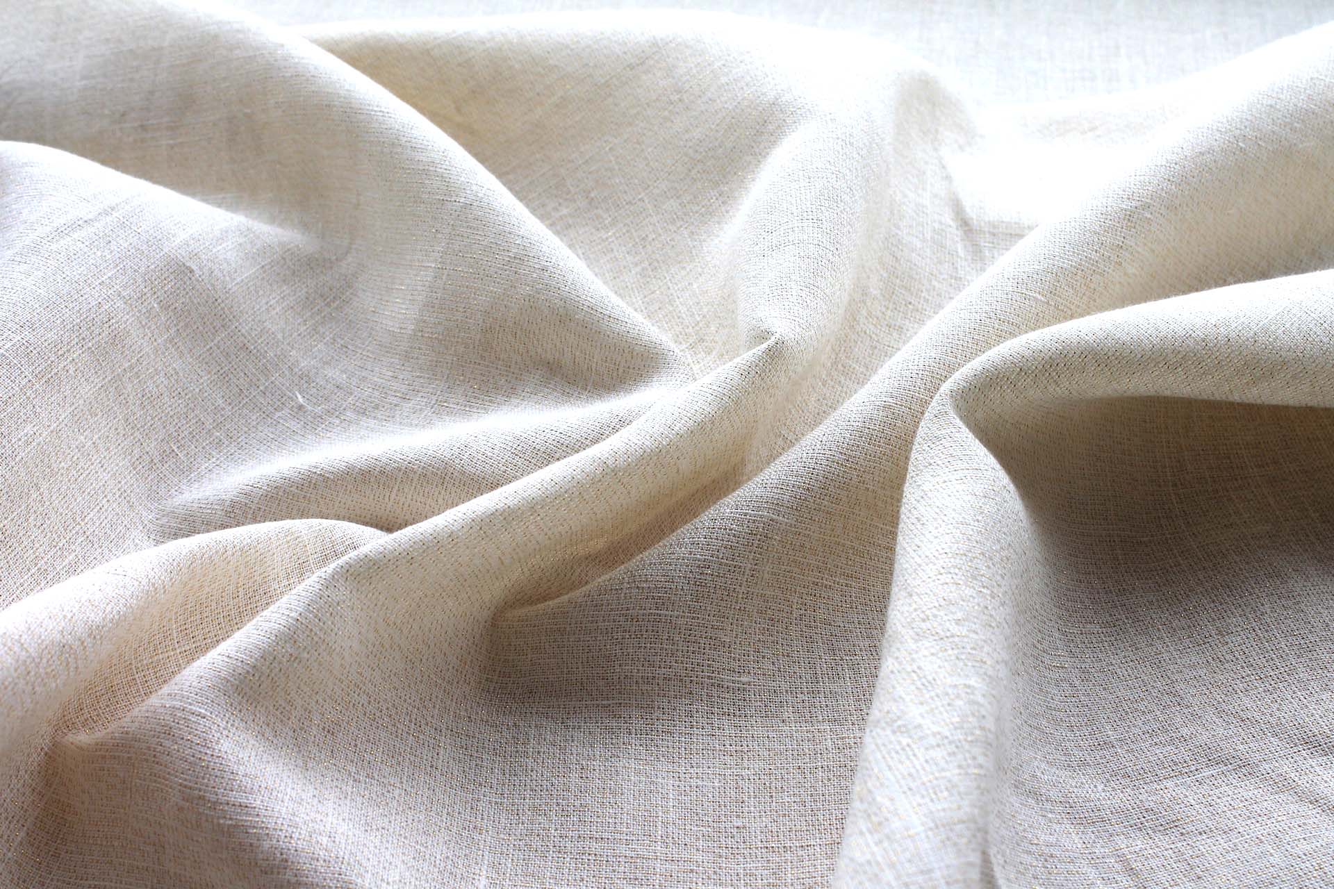 Linen with Lurex - Creamy Off White and Gold fabric, image 2 of 5