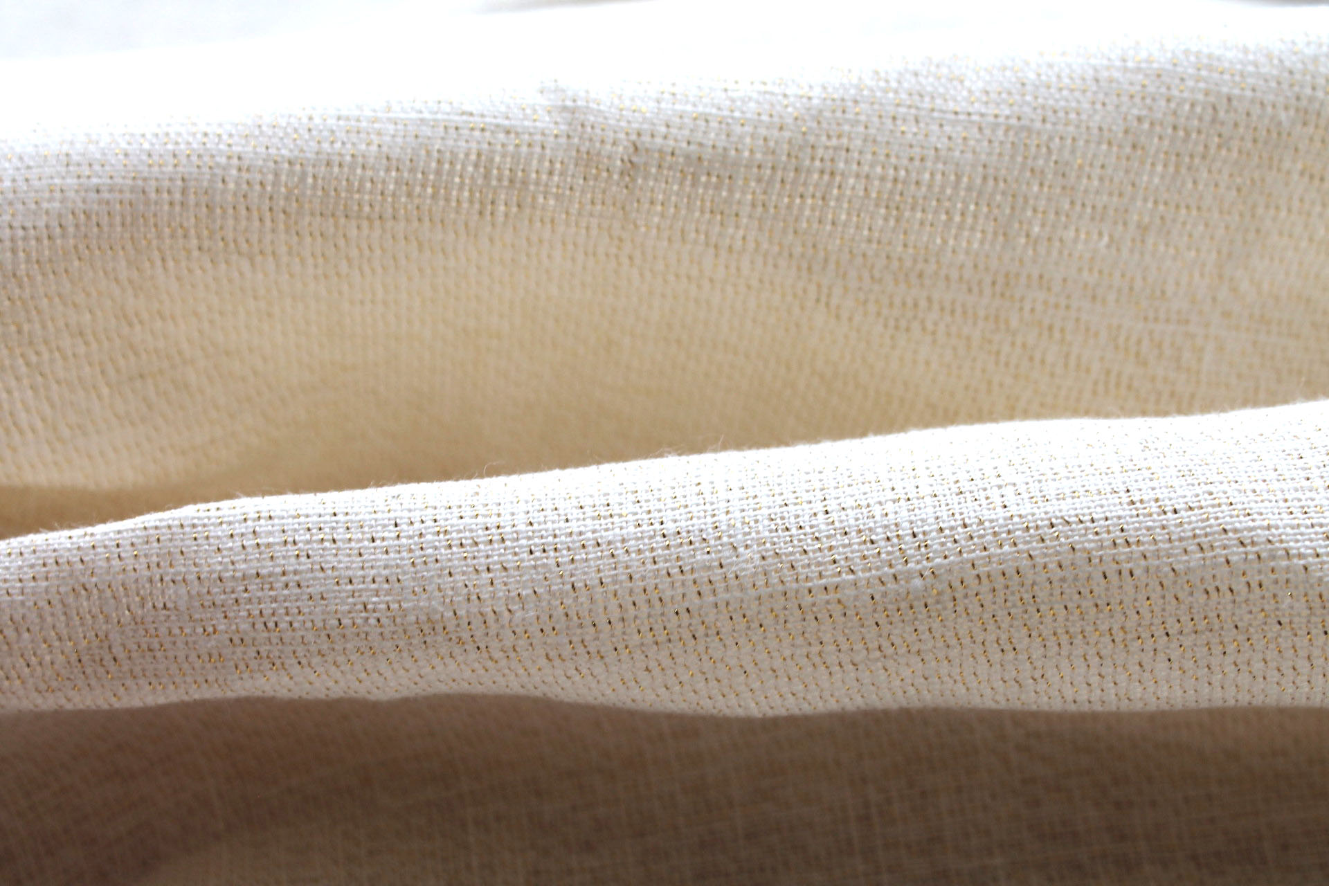 Linen with Lurex - Creamy Off White and Gold fabric, image 5 of 5