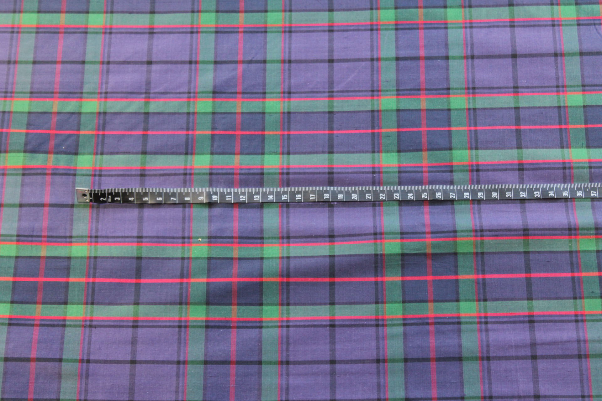 Tartan Check Silk Taffeta - Purple, Green and Red fabric, image 3 of 6